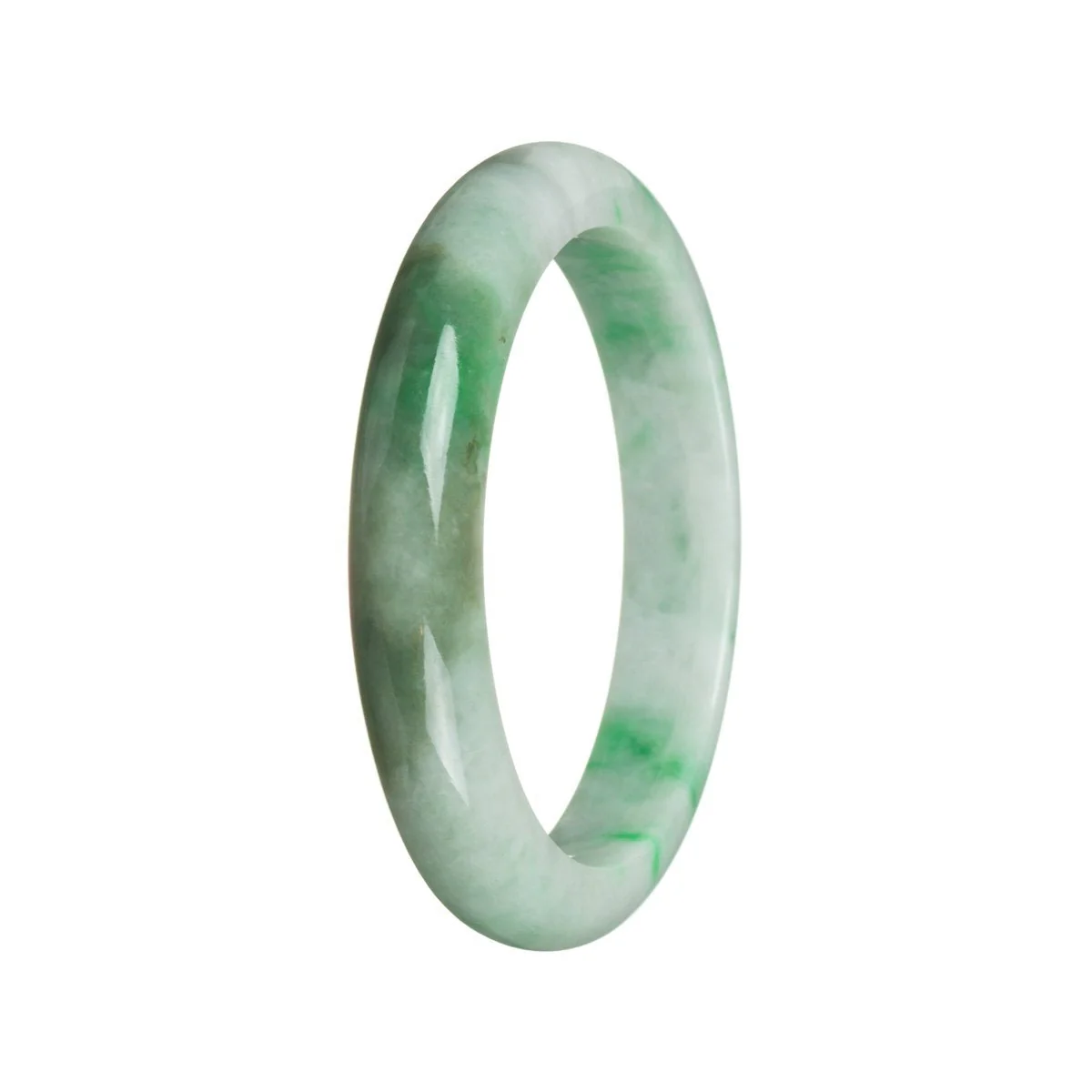 Genuine Type A Green Jadeite Jade Bracelet - 57mm Semi Round