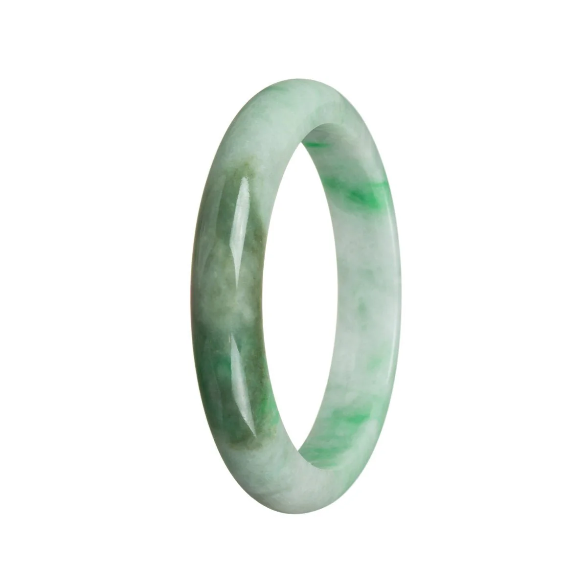 Genuine Type A Green Jadeite Jade Bracelet - 57mm Semi Round - Image 2