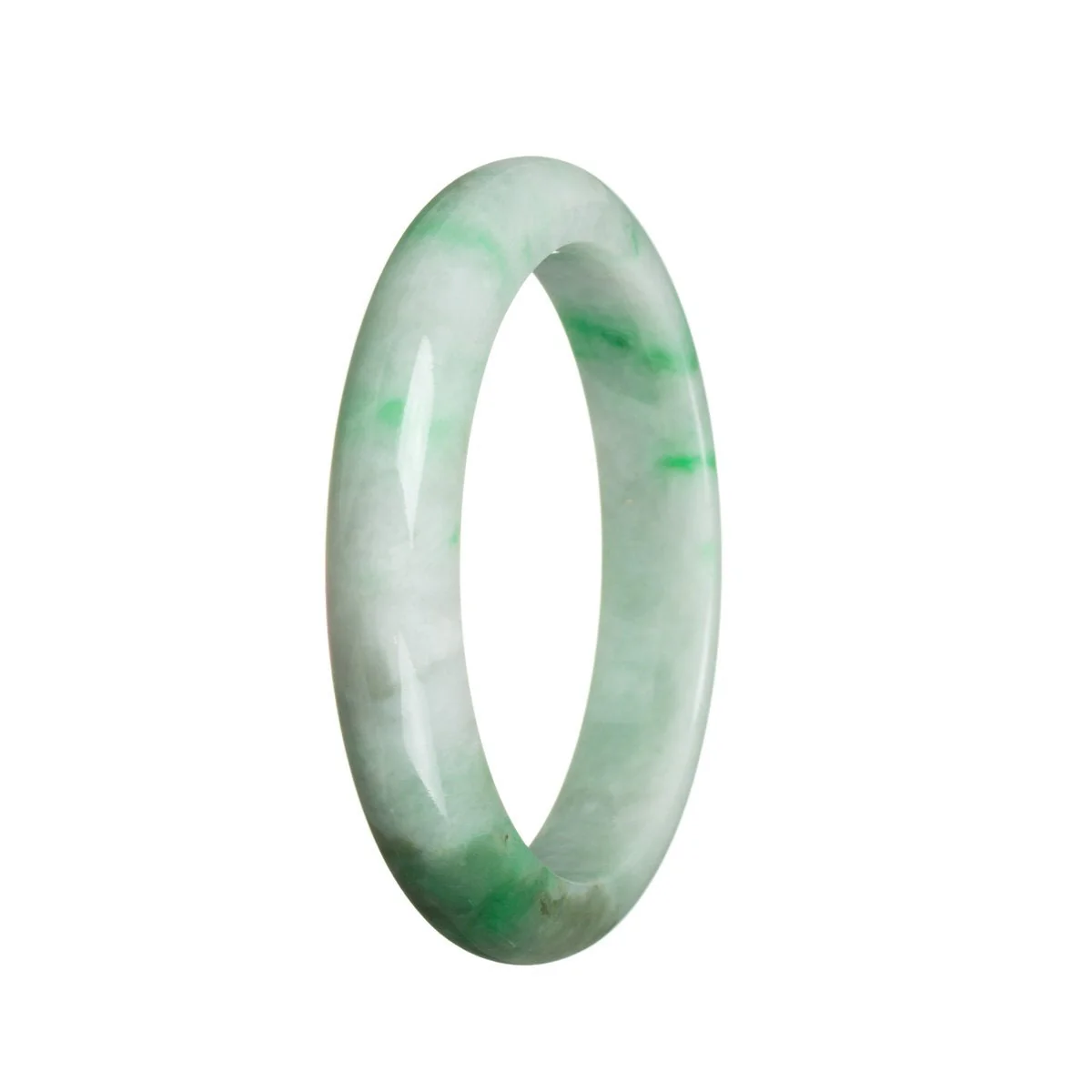 Genuine Type A Green Jadeite Jade Bracelet - 57mm Semi Round - Image 3