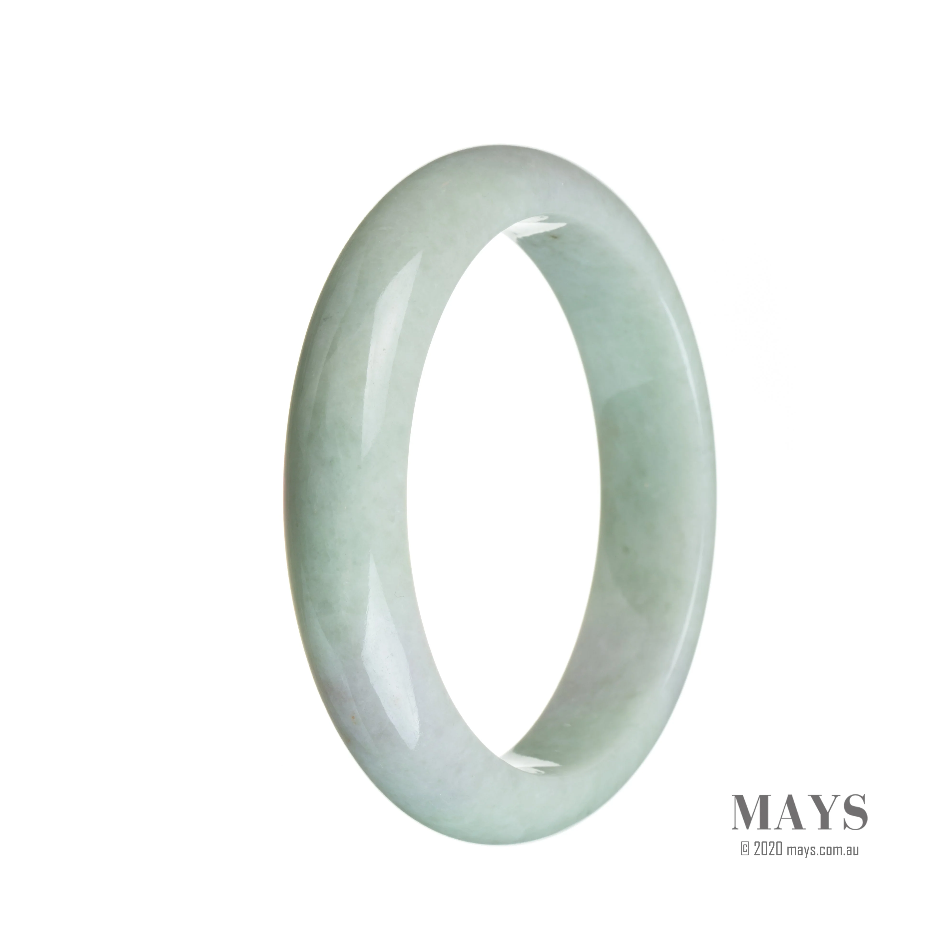 Genuine Grade A Pale lavender and green Jadeite Jade Bracelet - 59mm Half Moon - Image 3