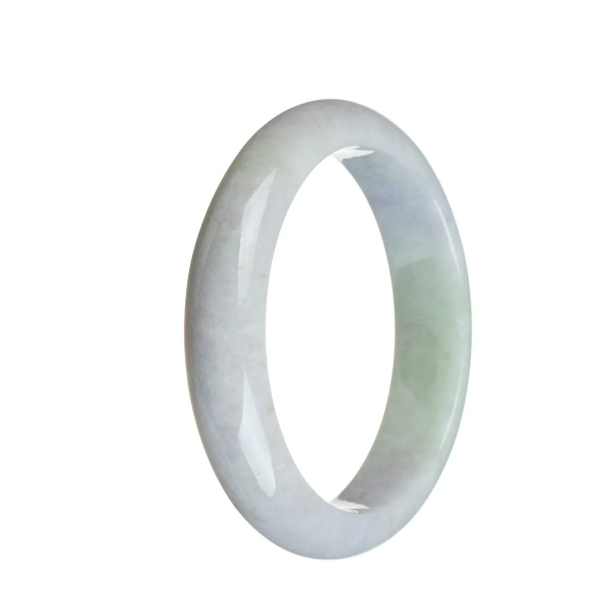Real Grade A Lavender with green section Burmese Jade Bangle - 59mm Half Moon - Image 3