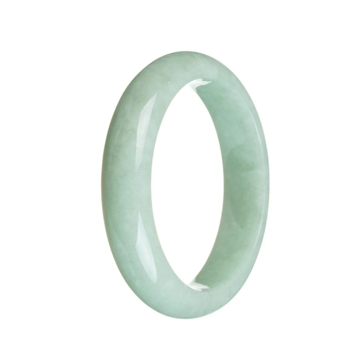 Genuine Untreated Light Green Burma Jade Bangle - 57mm Half Moon