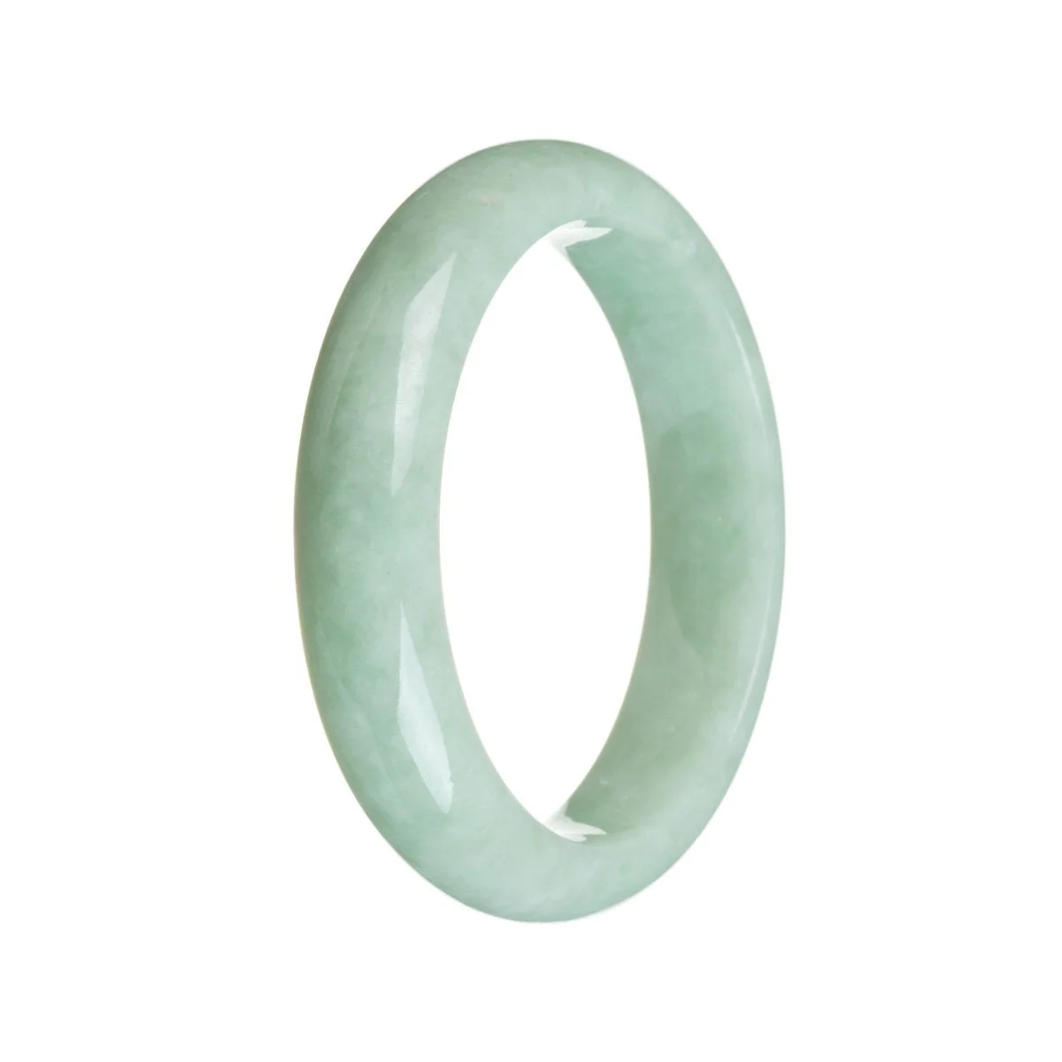 Genuine Untreated Light Green Burma Jade Bangle - 57mm Half Moon - Image 2