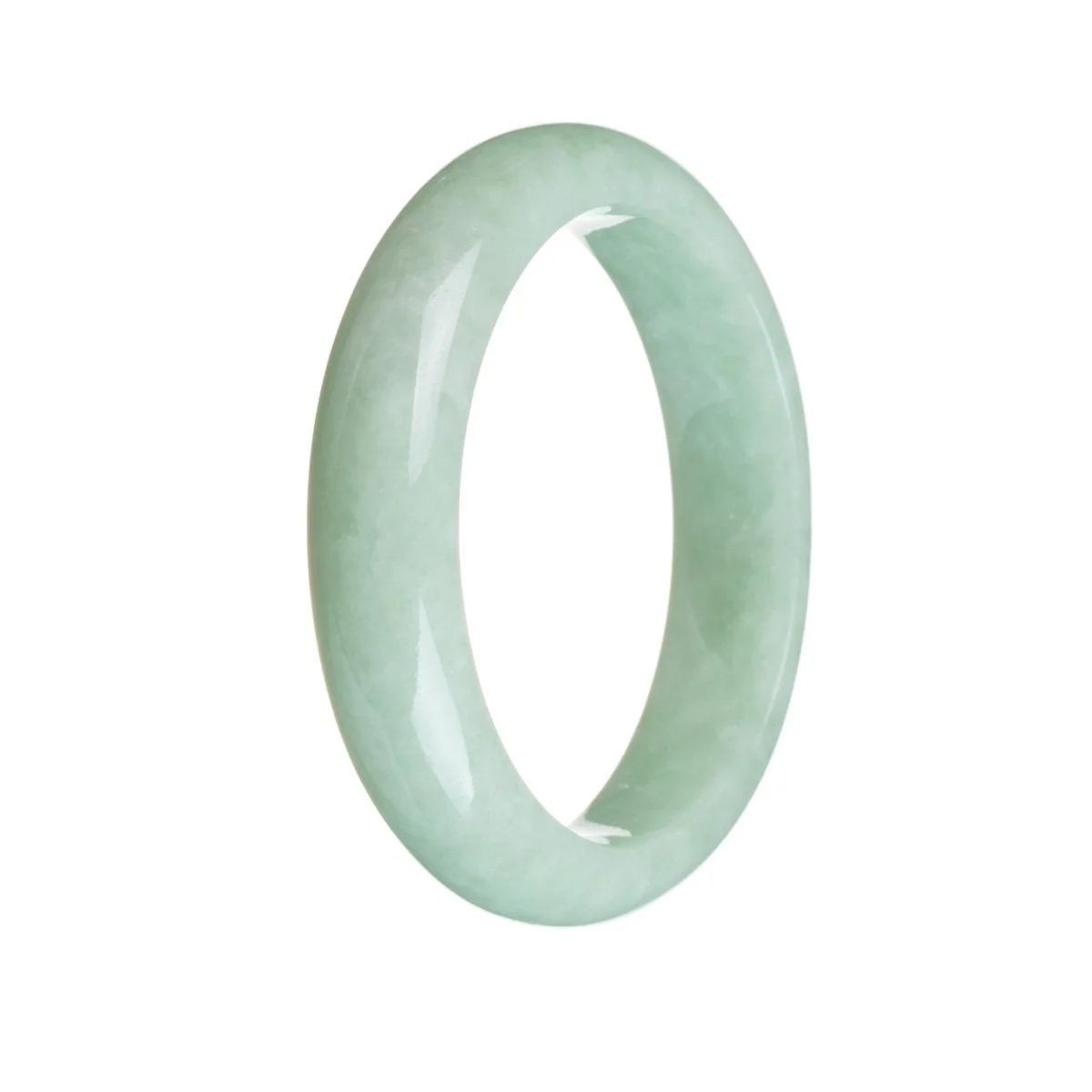 Genuine Untreated Light Green Burma Jade Bangle - 57mm Half Moon - Image 3