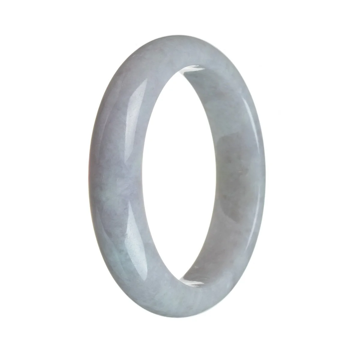 Authentic Grade A Lavender Jadeite Jade Bangle - 61mm Half Moon - Image 3
