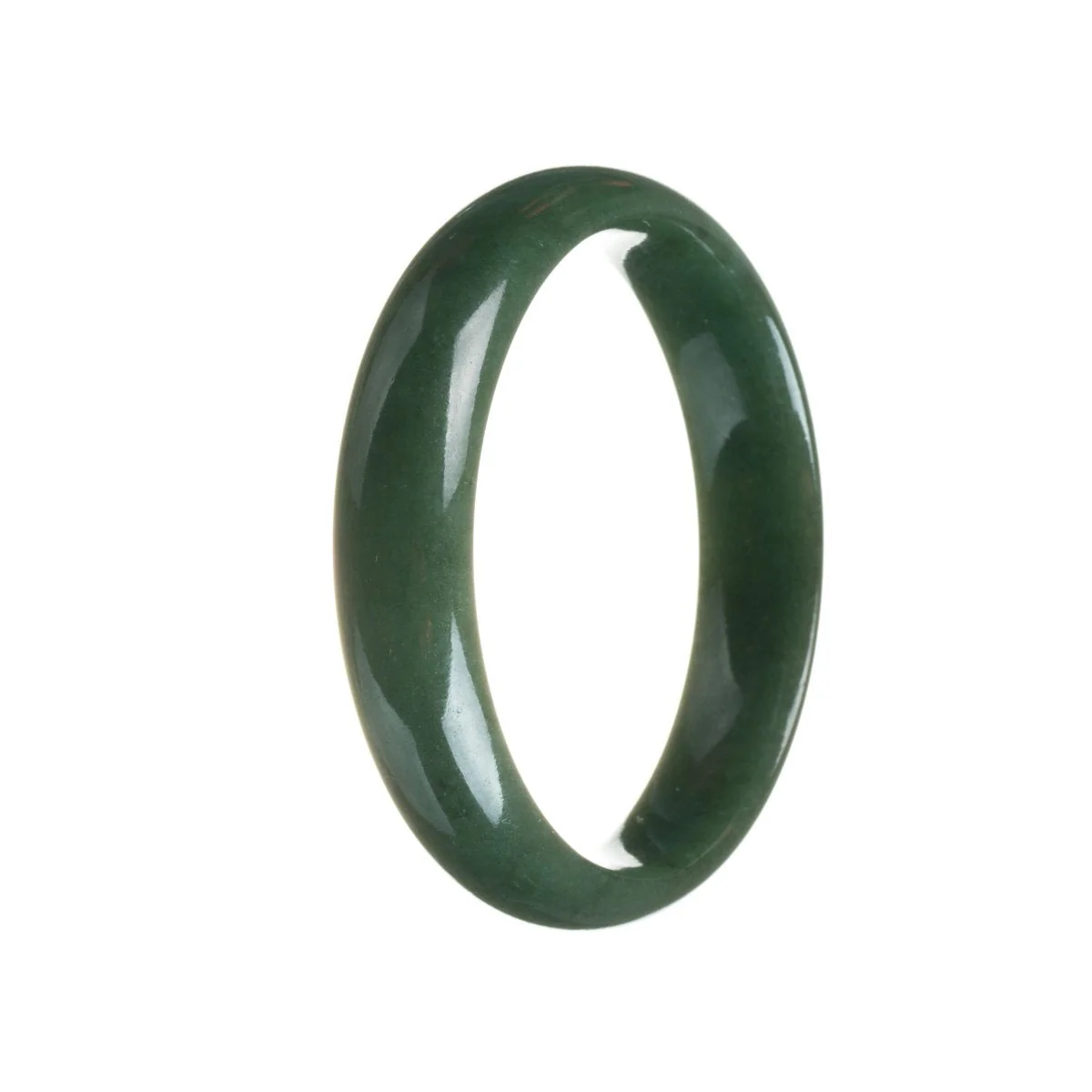 Genuine Natural Deep Green Jadeite Bangle Bracelet - 57mm Half Moon
