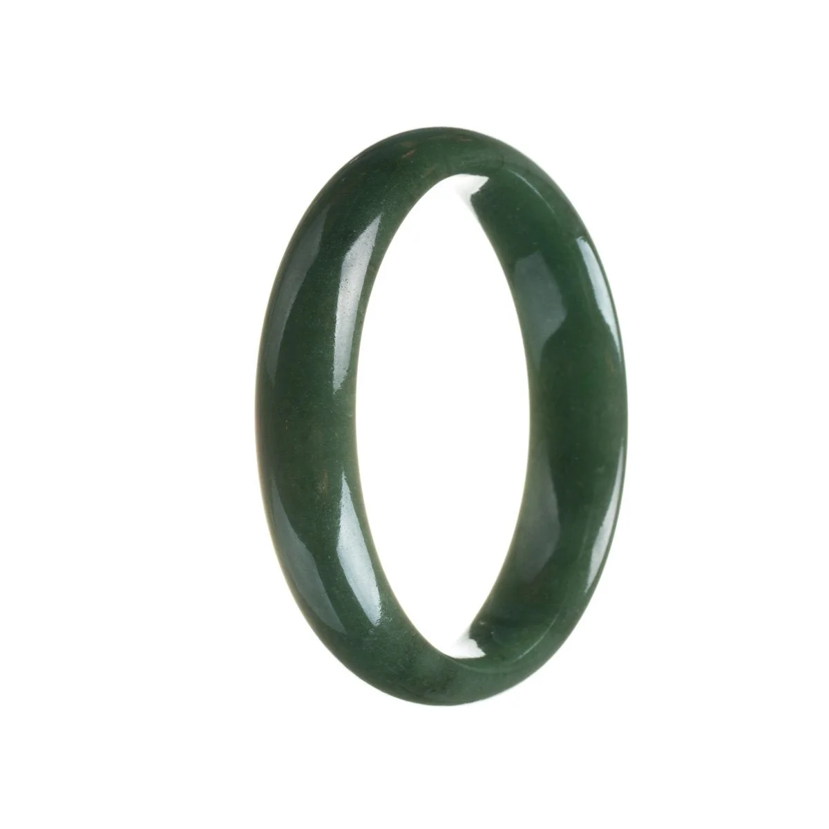 Genuine Natural Deep Green Jadeite Bangle Bracelet - 57mm Half Moon - Image 2