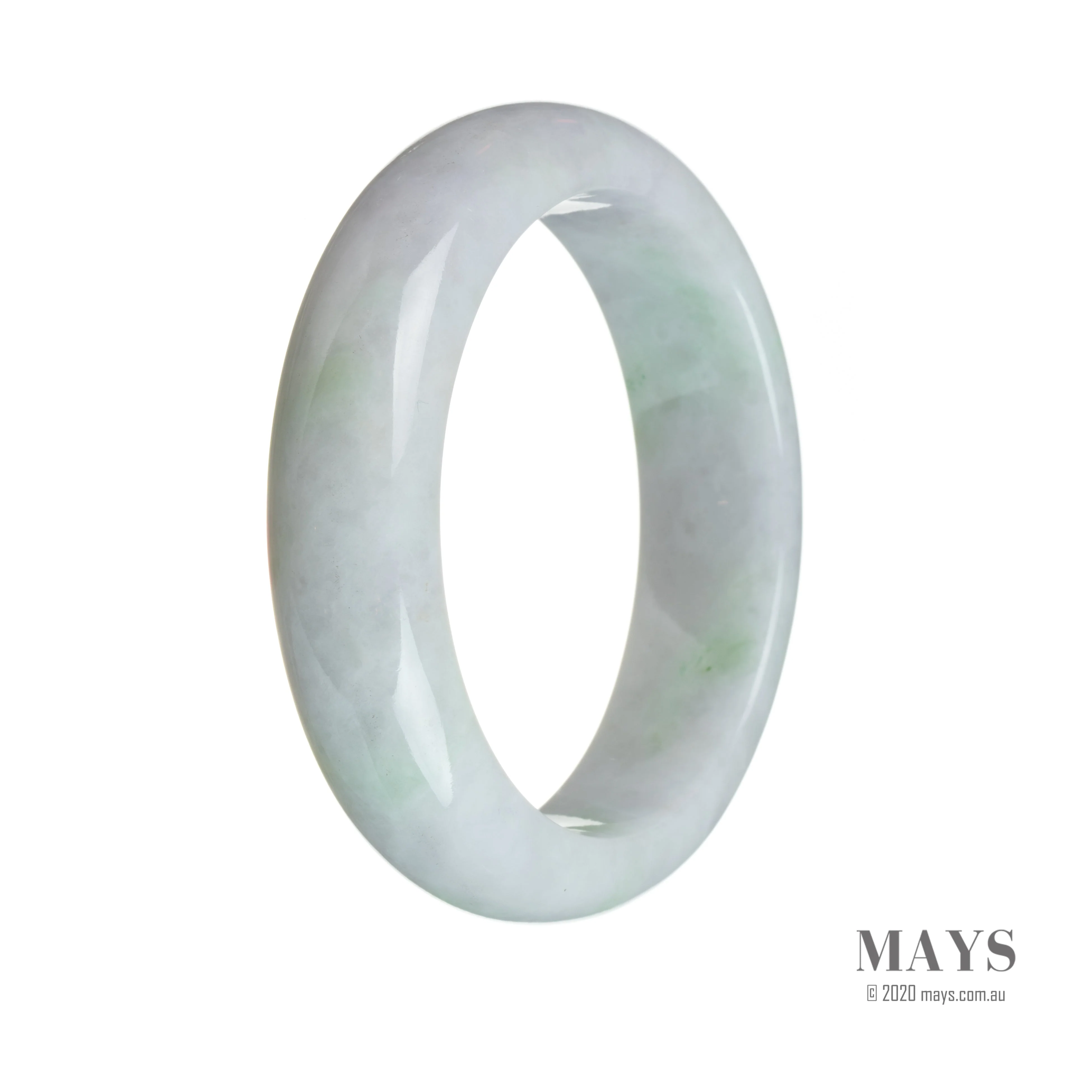 Genuine Type A Lavender with green spots Jade Bracelet - 58mm Half Moon