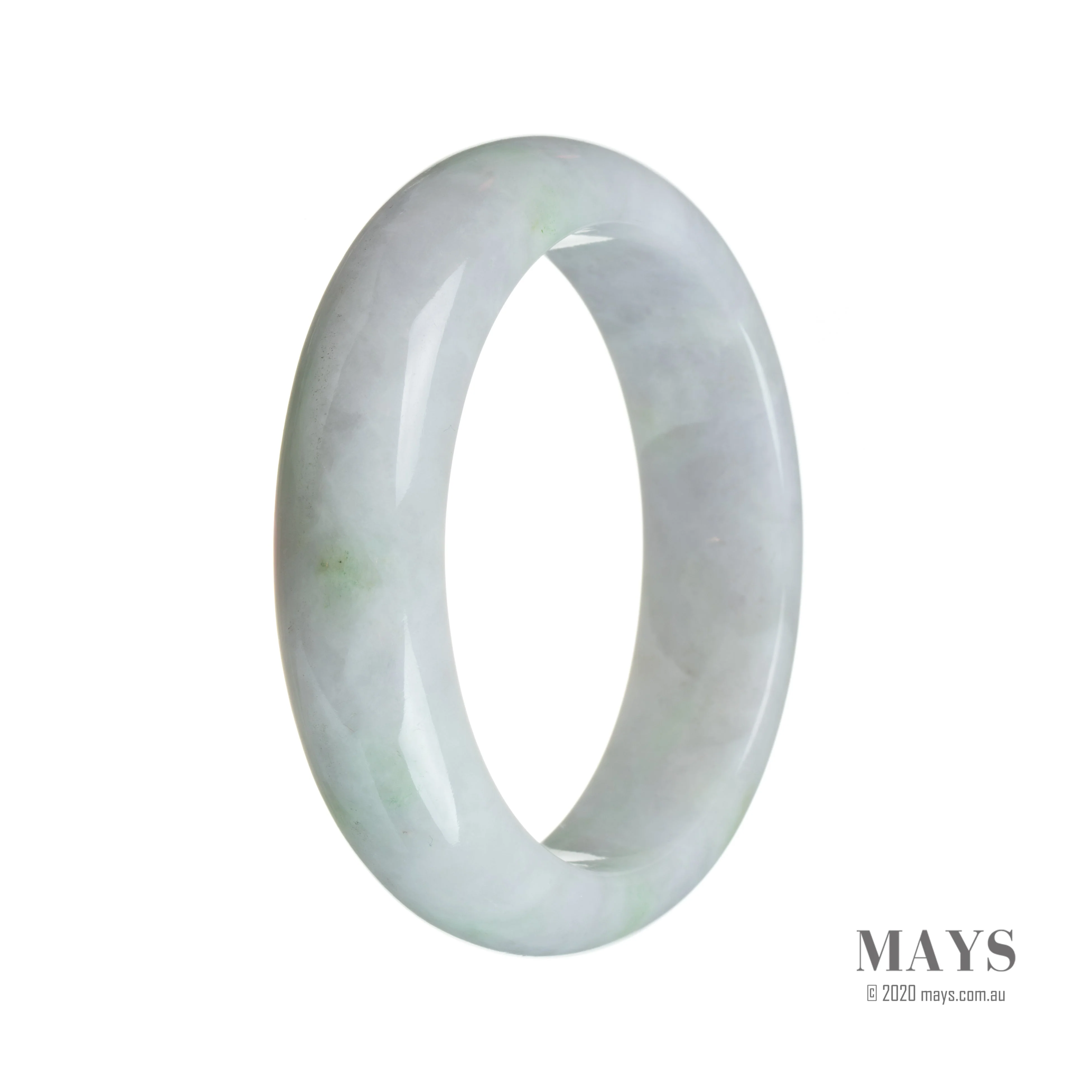 Genuine Type A Lavender with green spots Jade Bracelet - 58mm Half Moon - Image 2