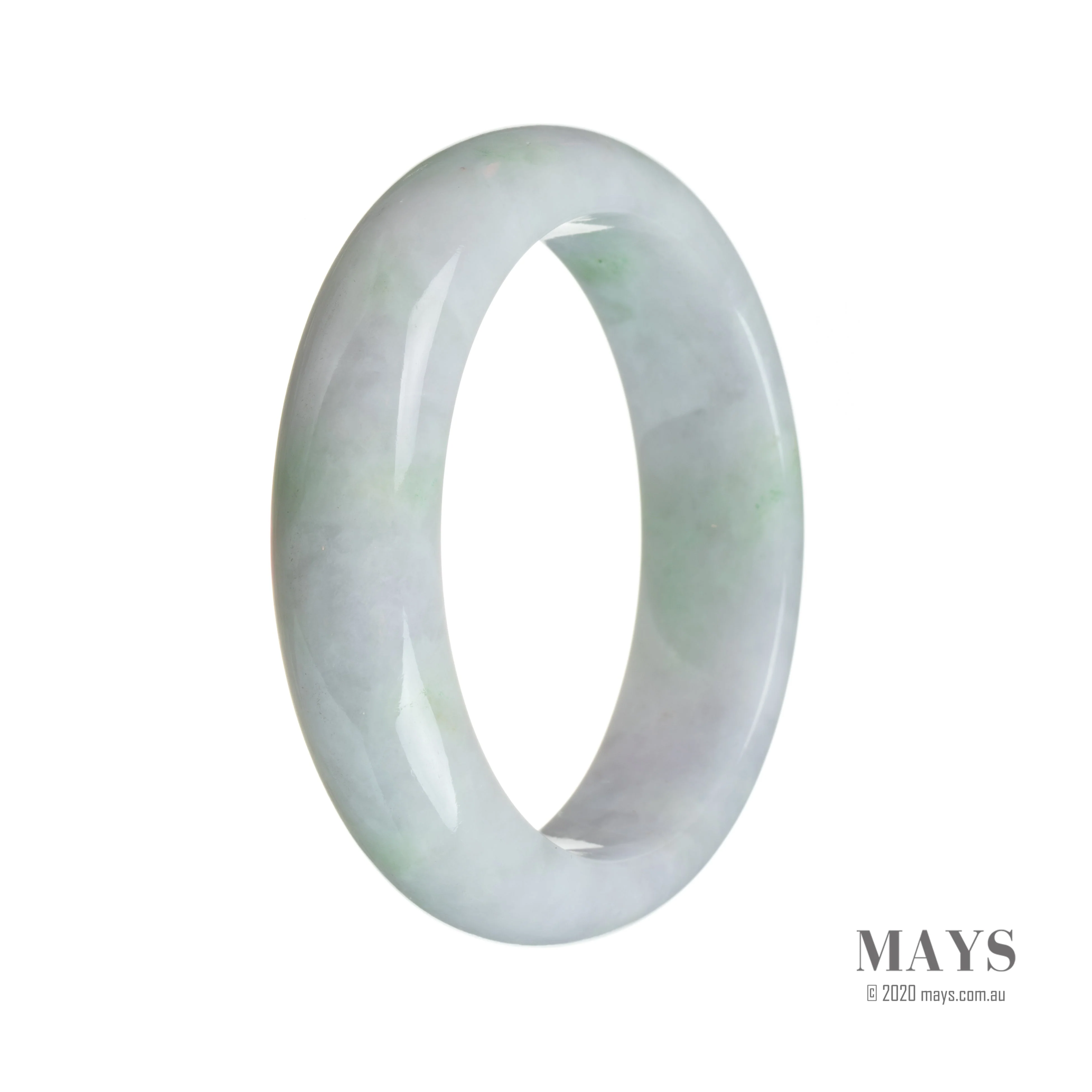 Genuine Type A Lavender with green spots Jade Bracelet - 58mm Half Moon - Image 3