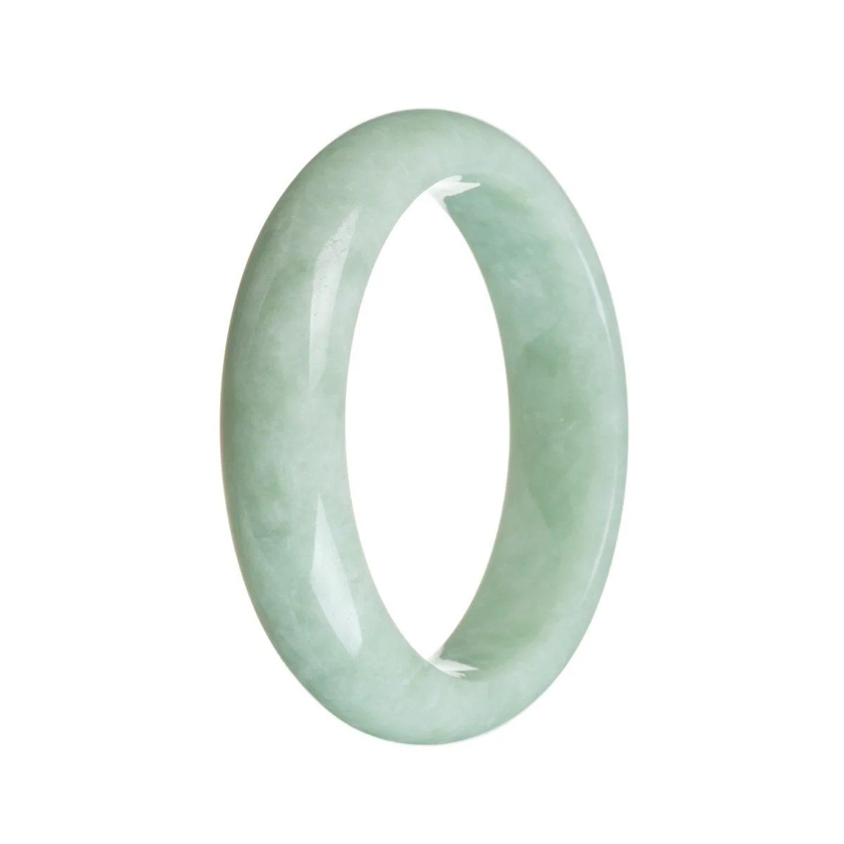Genuine Grade A Light Green Burmese Jade Bracelet - 58mm Half Moon - Image 2