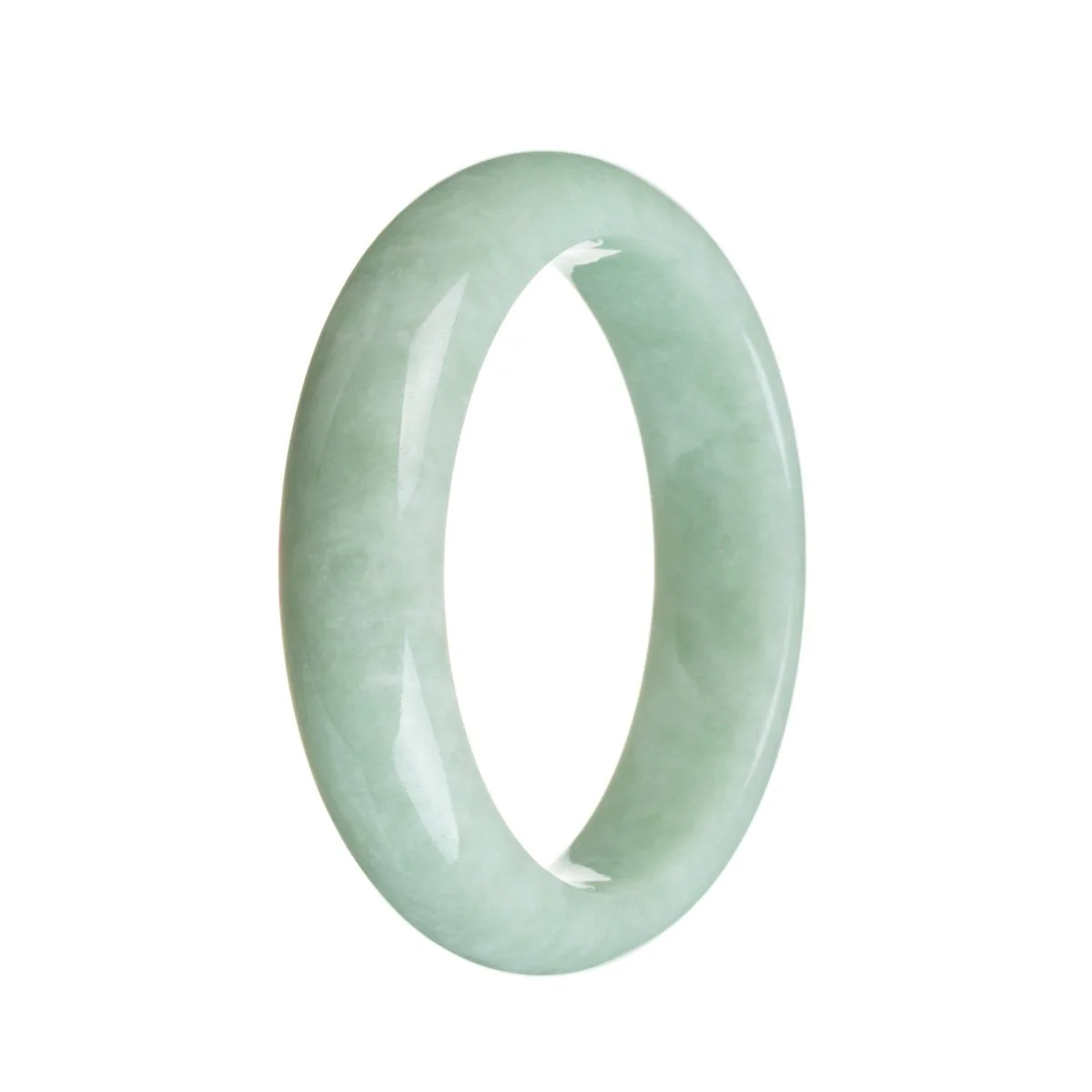 Genuine Grade A Light Green Burmese Jade Bracelet - 58mm Half Moon - Image 3