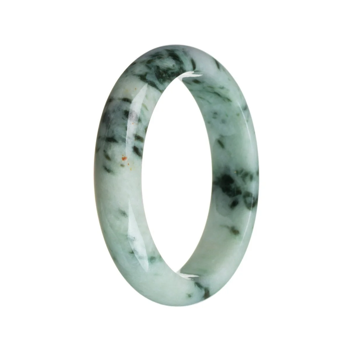 Certified Natural Pale green with pattern Traditional Jade Bangle Bracelet - 59mm Half Moon - Image 3