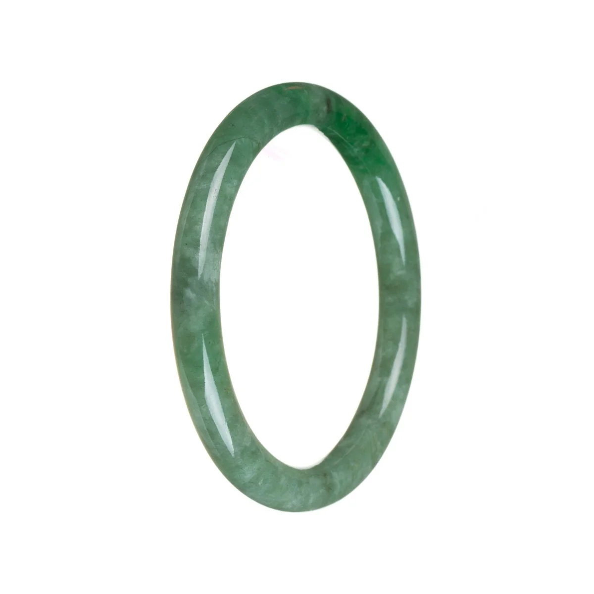 Genuine Grade A Green with imperial green Jadeite Jade Bangle - 57mm Petite Round