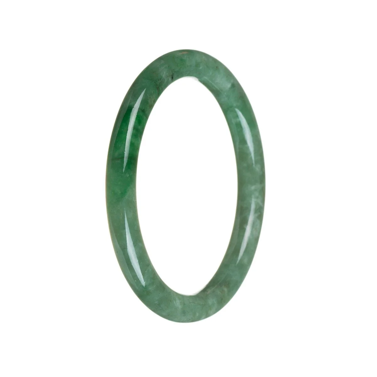 Genuine Grade A Green with imperial green Jadeite Jade Bangle - 57mm Petite Round - Image 2