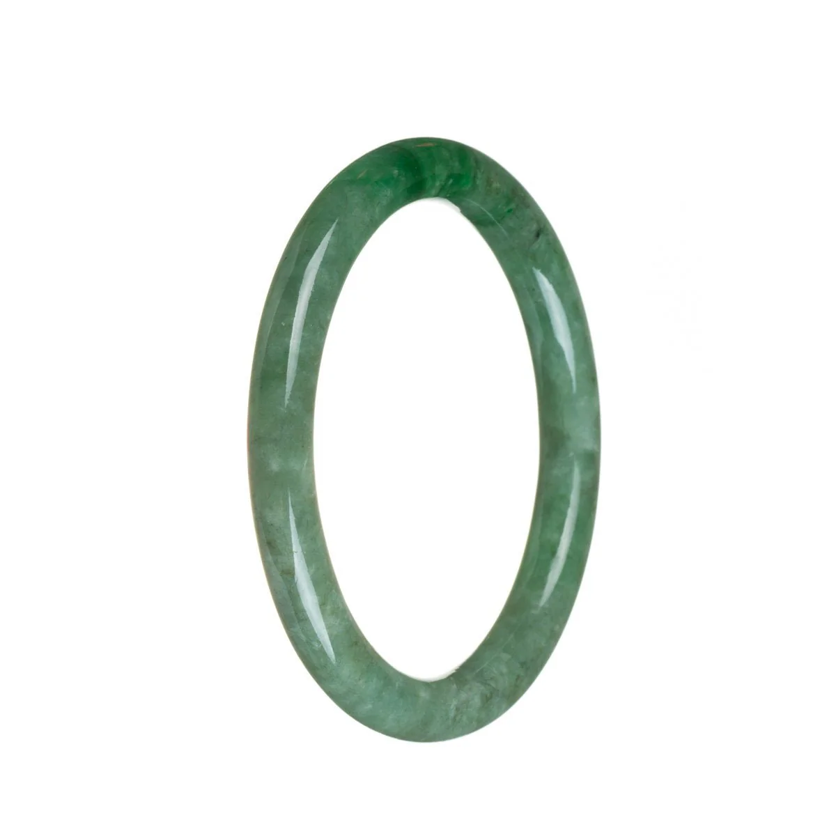 Genuine Grade A Green with imperial green Jadeite Jade Bangle - 57mm Petite Round - Image 3