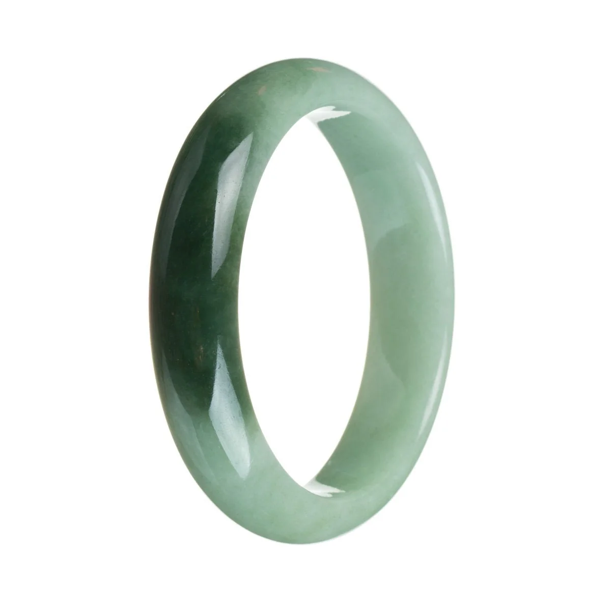 Genuine Grade A Green with dark green section Jadeite Jade Bracelet - 63mm Half Moon - Image 2
