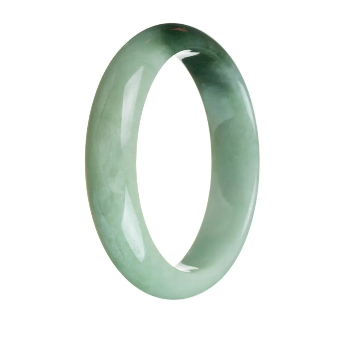 Genuine Grade A Green with dark green section Jadeite Jade Bracelet - 63mm Half Moon - Image 3