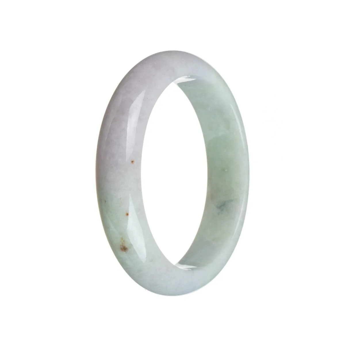 Authentic Type A Lavender with green Burmese Jade Bangle - 56mm Semi Round - Image 2