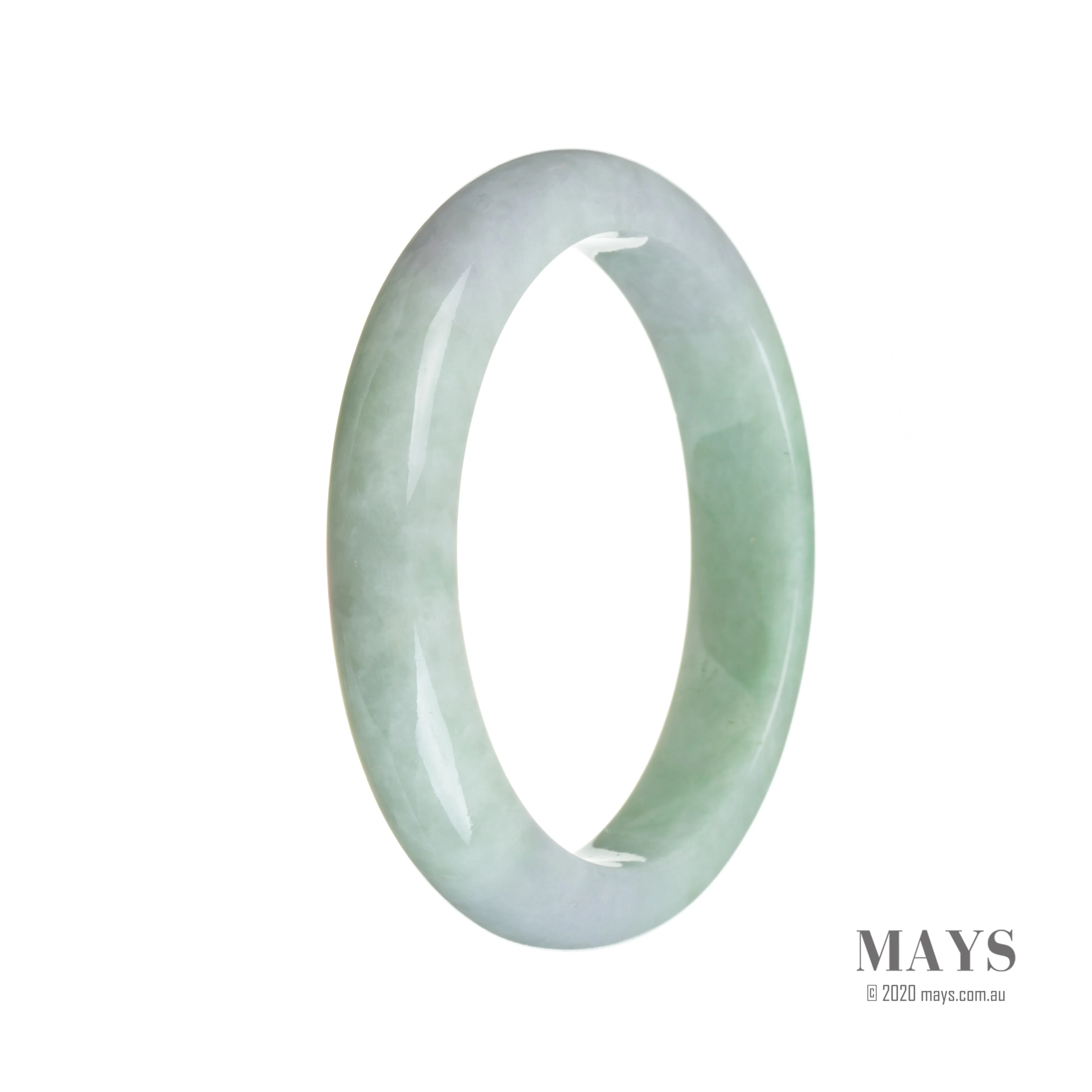 Real Untreated Lavender with green Traditional Jade Bangle - 57mm Semi Round