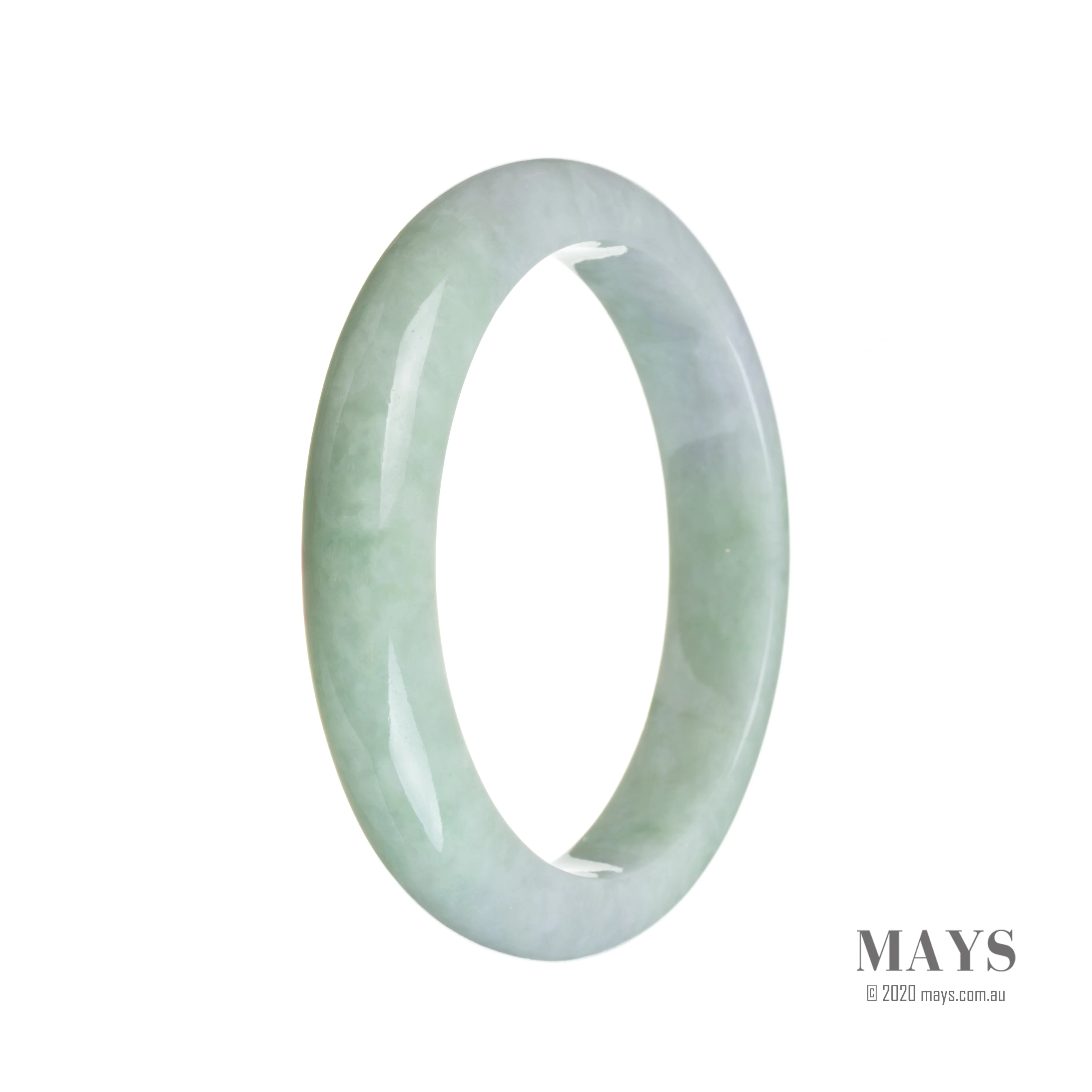 Real Untreated Lavender with green Traditional Jade Bangle - 57mm Semi Round - Image 2