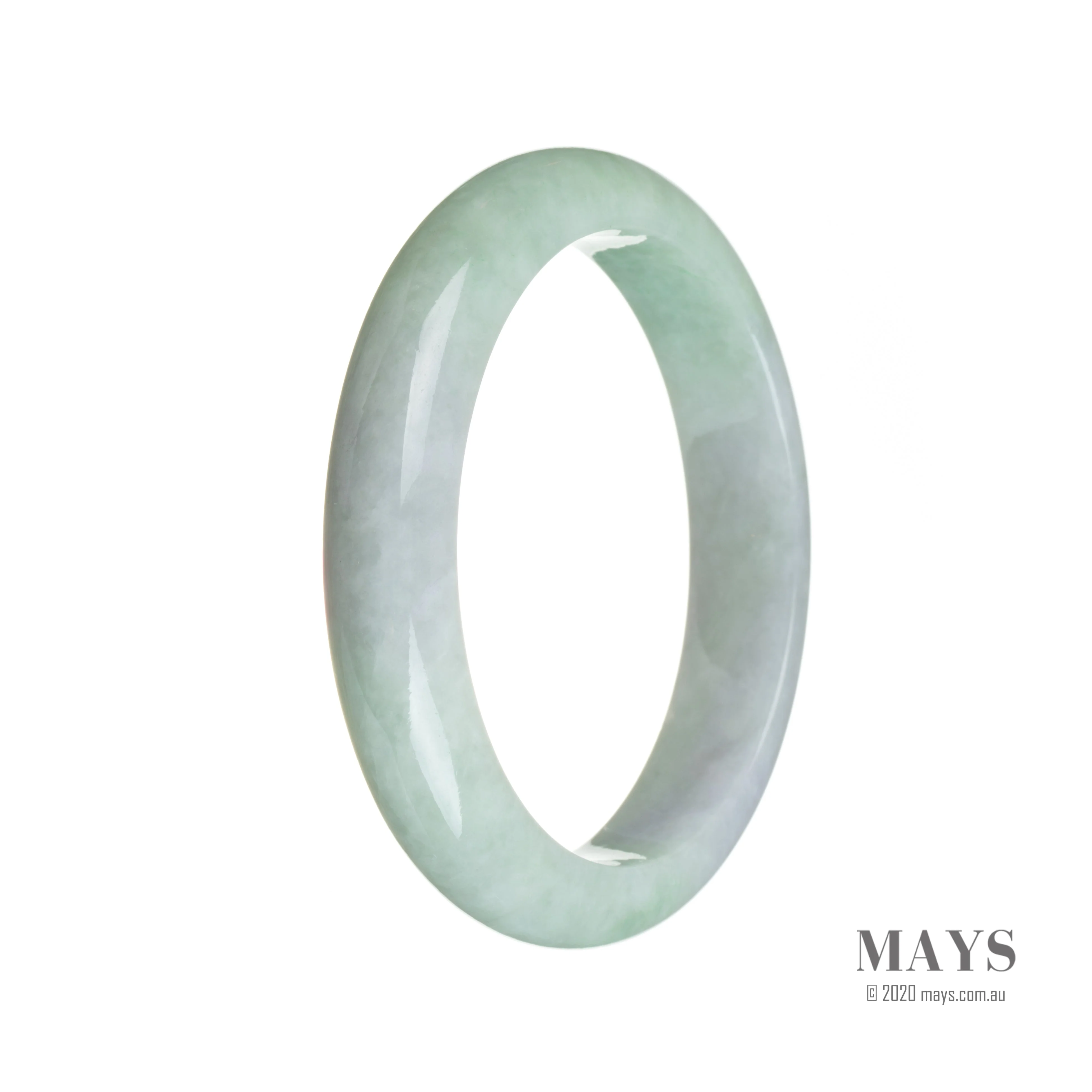Real Untreated Lavender with green Traditional Jade Bangle - 57mm Semi Round - Image 3