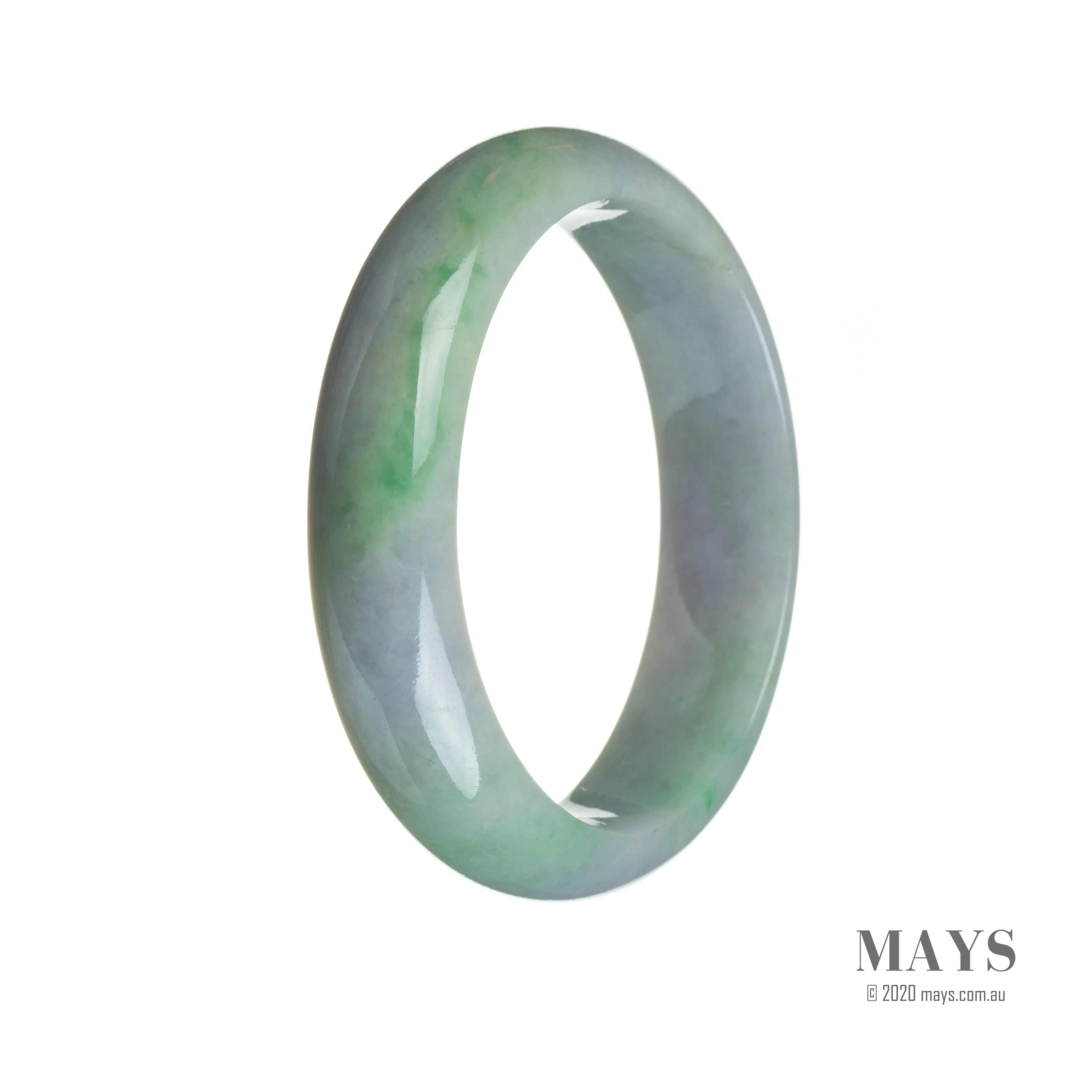 Authentic Natural Bluish lavender with green Jadeite Jade Bangle Bracelet - 56mm Half Moon