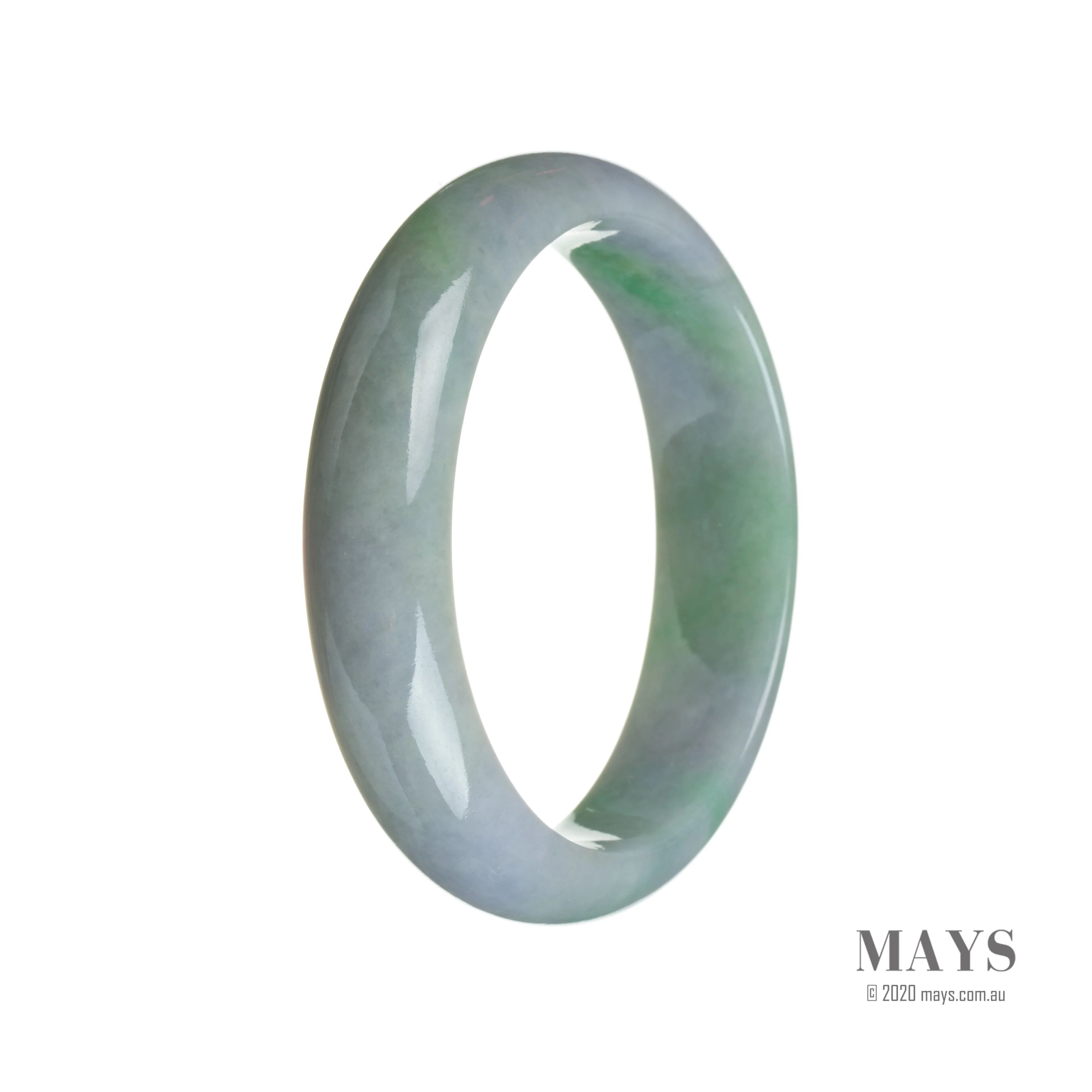Authentic Natural Bluish lavender with green Jadeite Jade Bangle Bracelet - 56mm Half Moon - Image 2