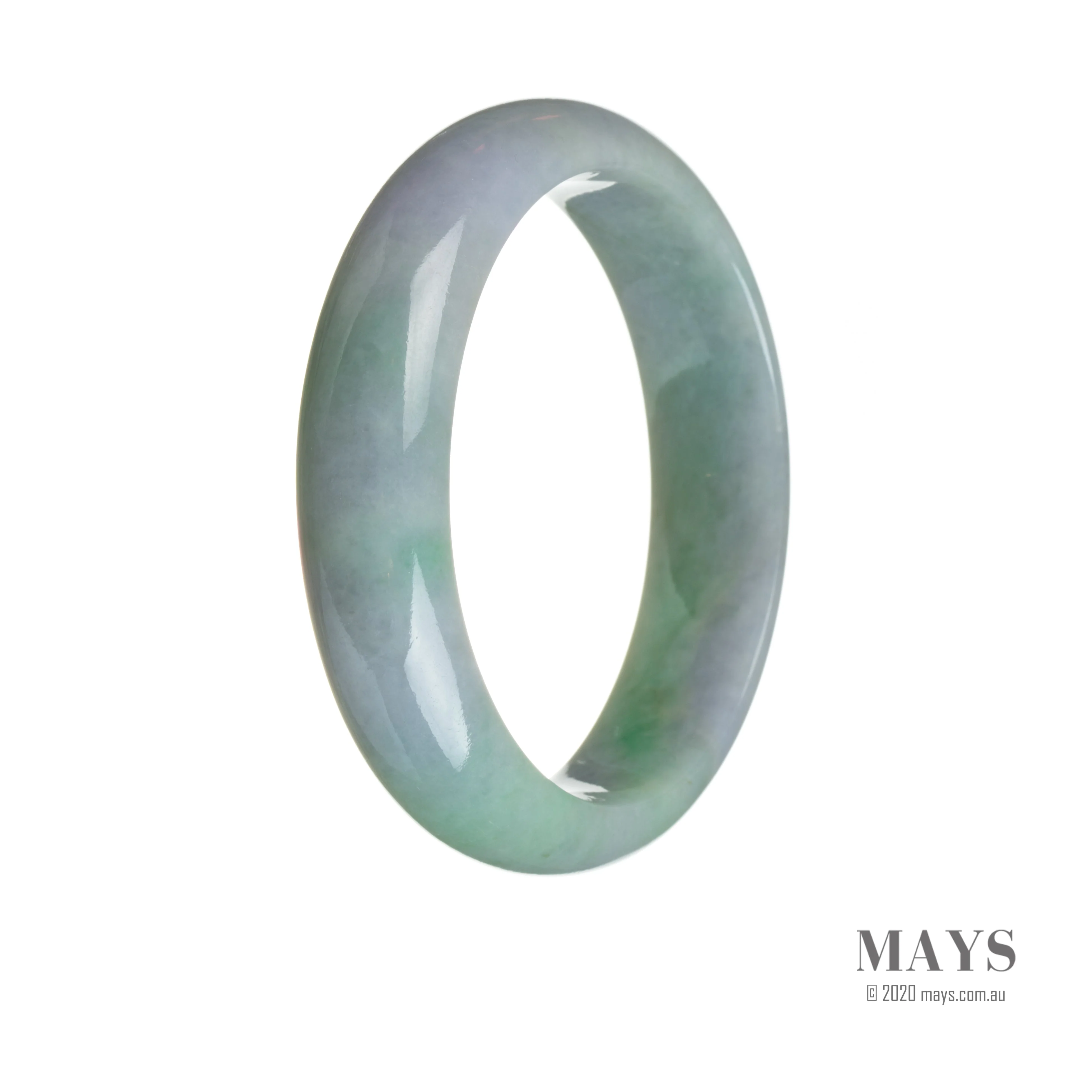 Authentic Natural Bluish lavender with green Jadeite Jade Bangle Bracelet - 56mm Half Moon - Image 3