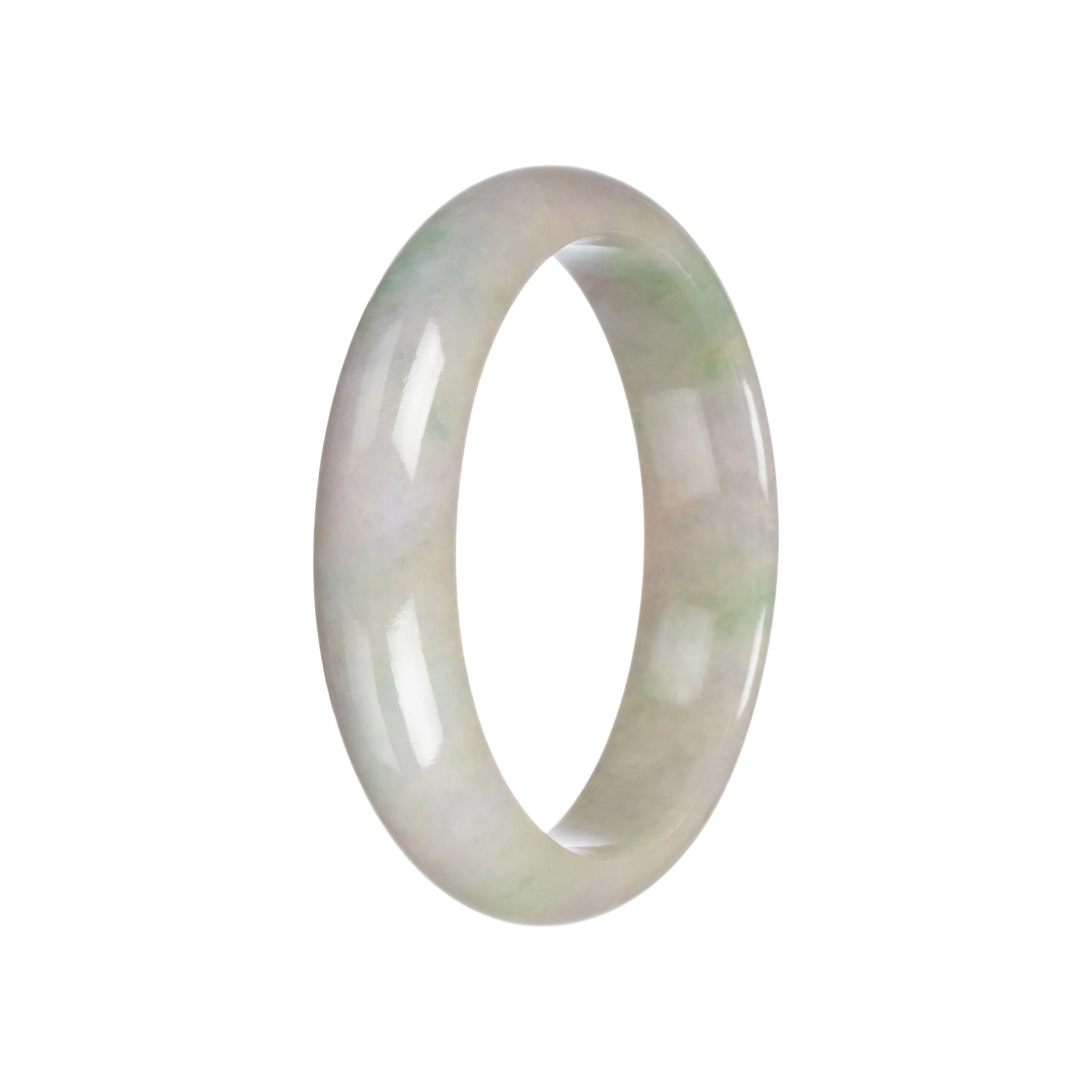 Real Grade A Lavender and Green Traditional Jade Bangle Bracelet - 59mm Half Moon - Image 5