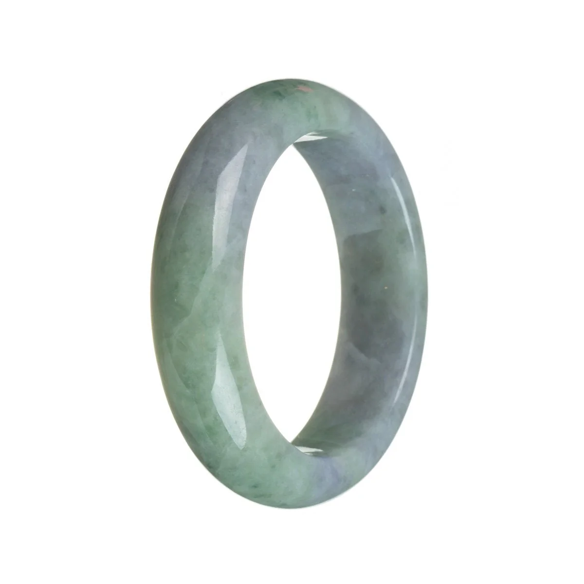 Authentic Type A Lavender and green Burmese Jade Bangle - 55mm Half Moon