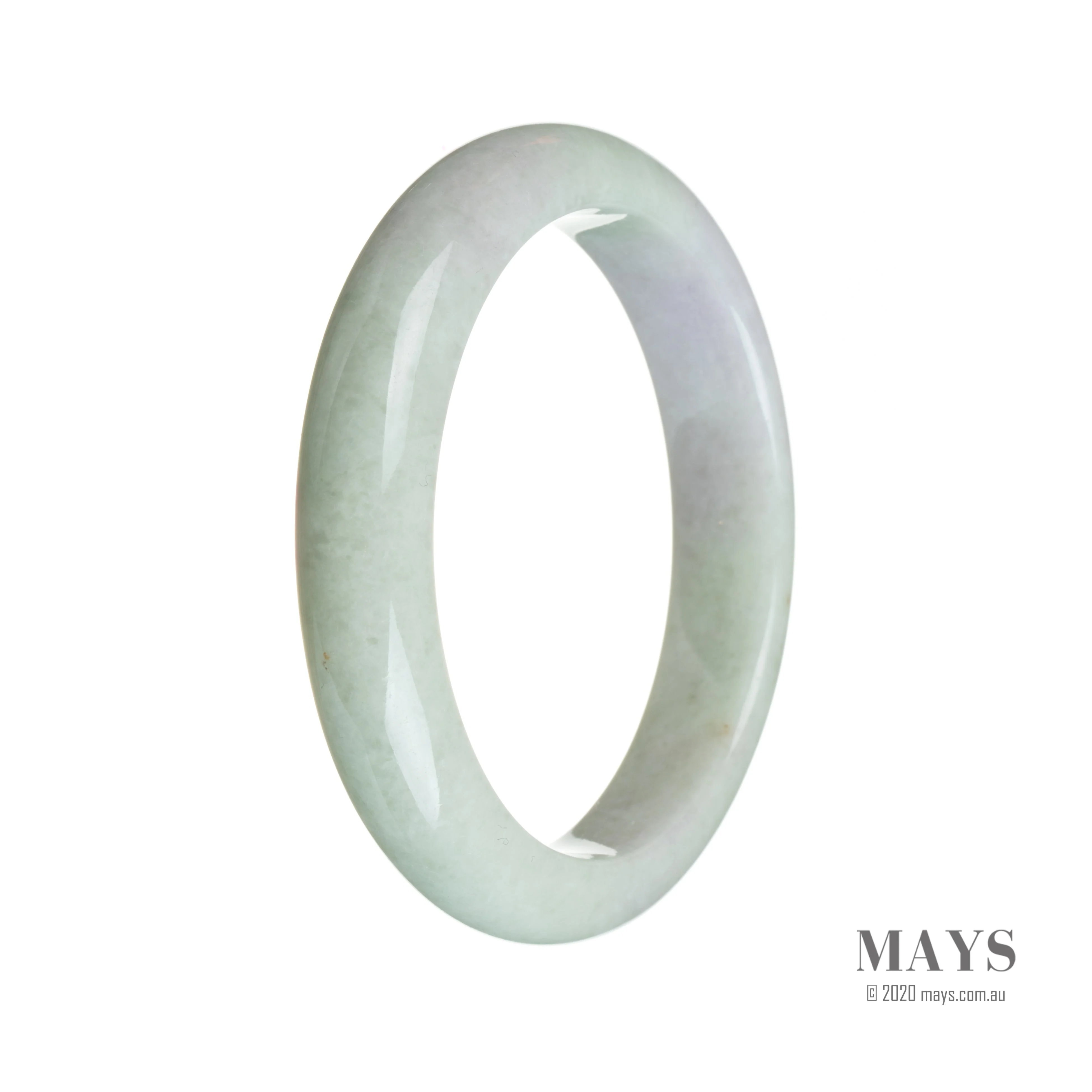 Certified Natural Green with lavender Jade Bangle - 58mm Semi Round