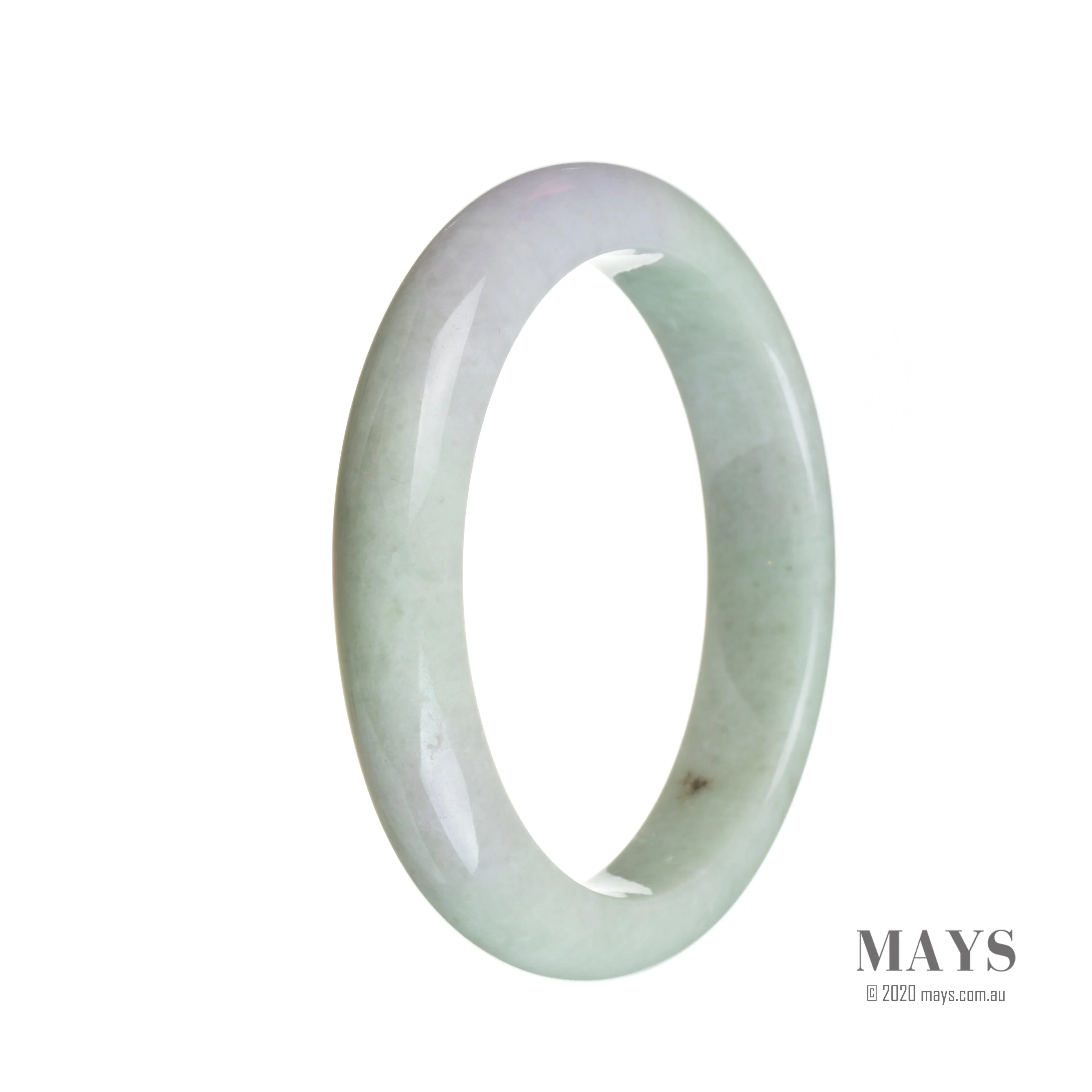 Certified Natural Green with lavender Jade Bangle - 58mm Semi Round - Image 2