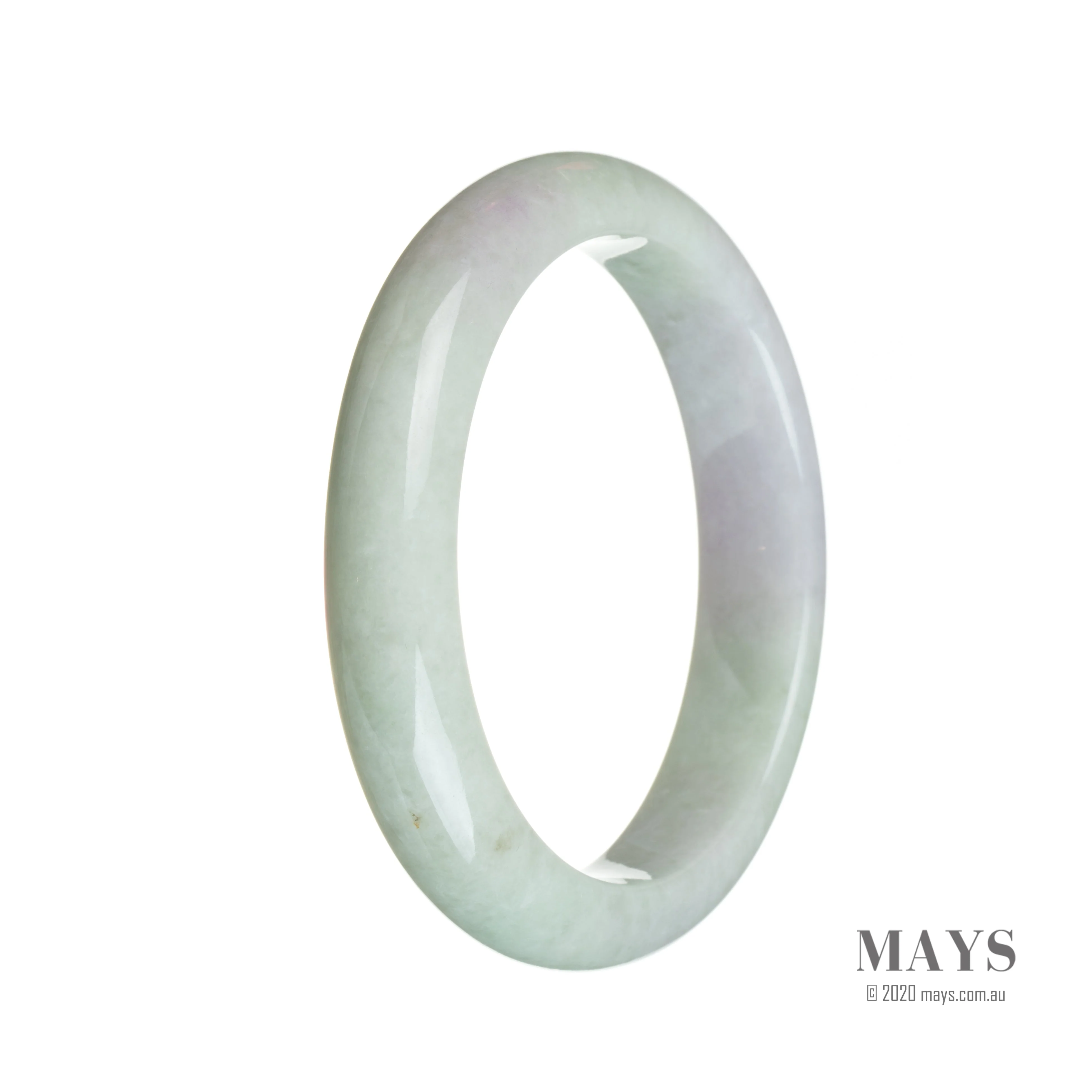 Certified Natural Green with lavender Jade Bangle - 58mm Semi Round - Image 3