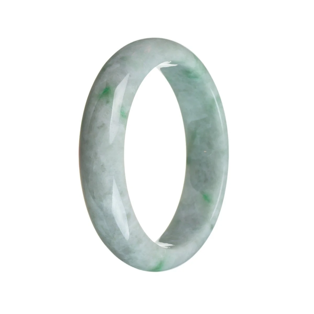 Genuine Natural Green on white Jade Bracelet - 58mm Half Moon