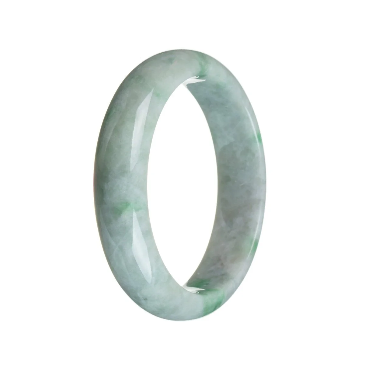 Genuine Natural Green on white Jade Bracelet - 58mm Half Moon - Image 2