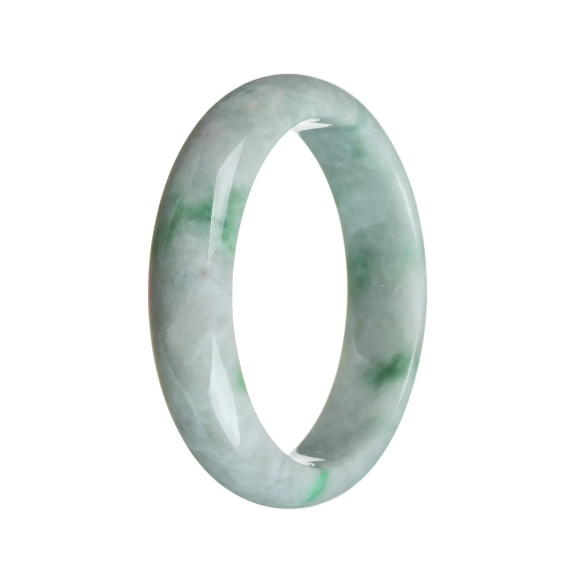 Genuine Natural Green on white Jade Bracelet - 58mm Half Moon - Image 3