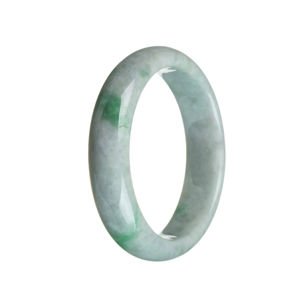 Real Natural Green on white Traditional Jade Bracelet - 58mm Half Moon - Image 2