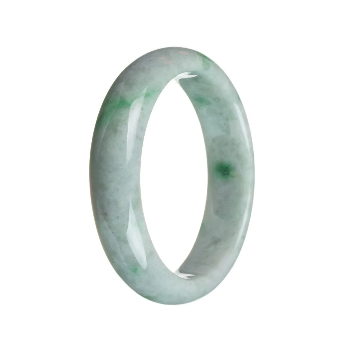 Real Natural Green on white Traditional Jade Bracelet - 58mm Half Moon - Image 3