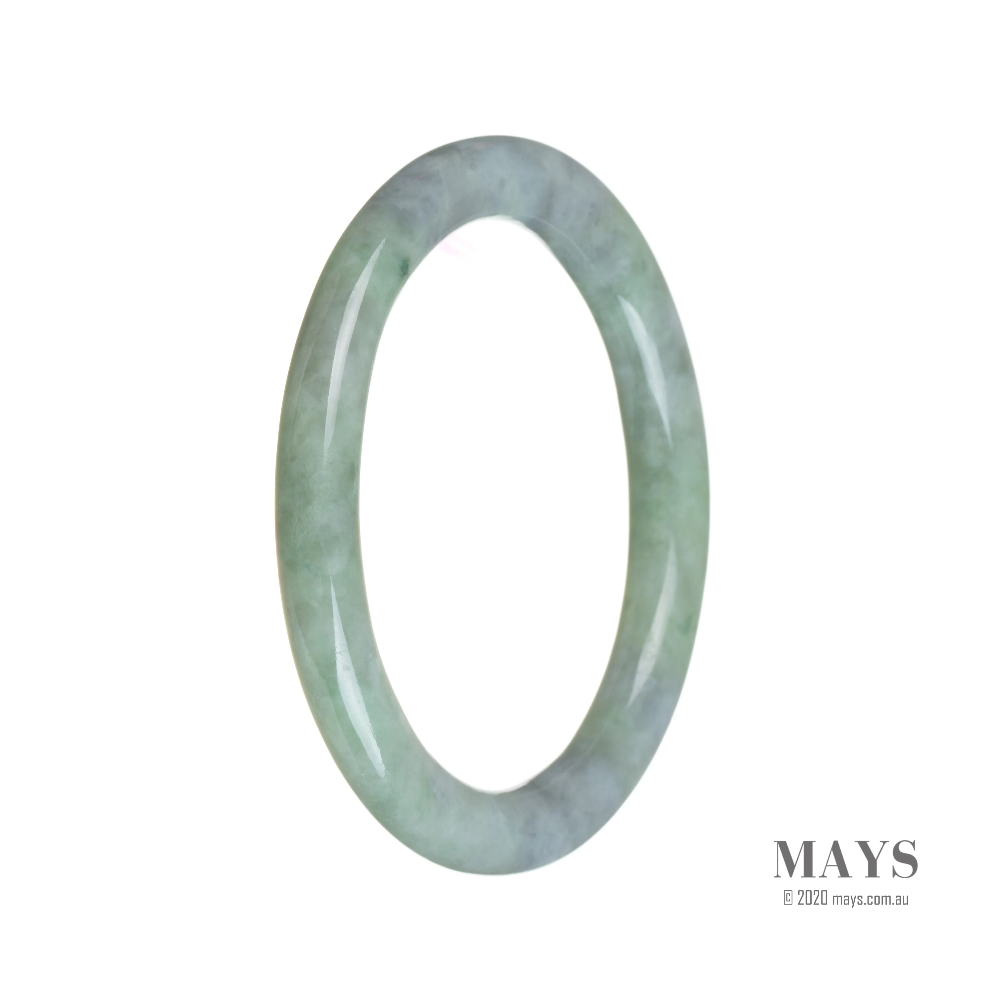 Genuine Untreated Green with lavender Jadeite Jade Bangle Bracelet - 58mm Petite Round
