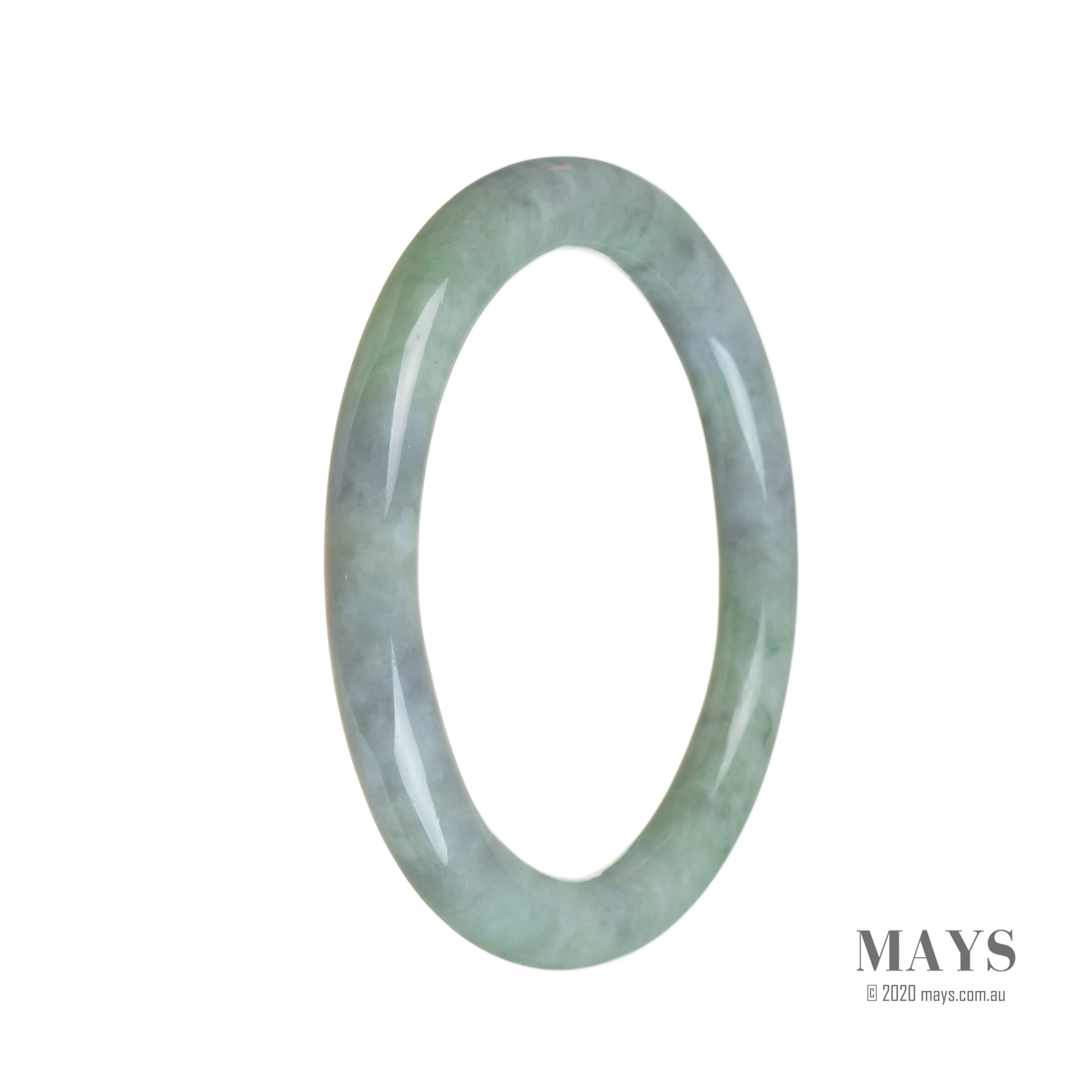 Genuine Untreated Green with lavender Jadeite Jade Bangle Bracelet - 58mm Petite Round - Image 2