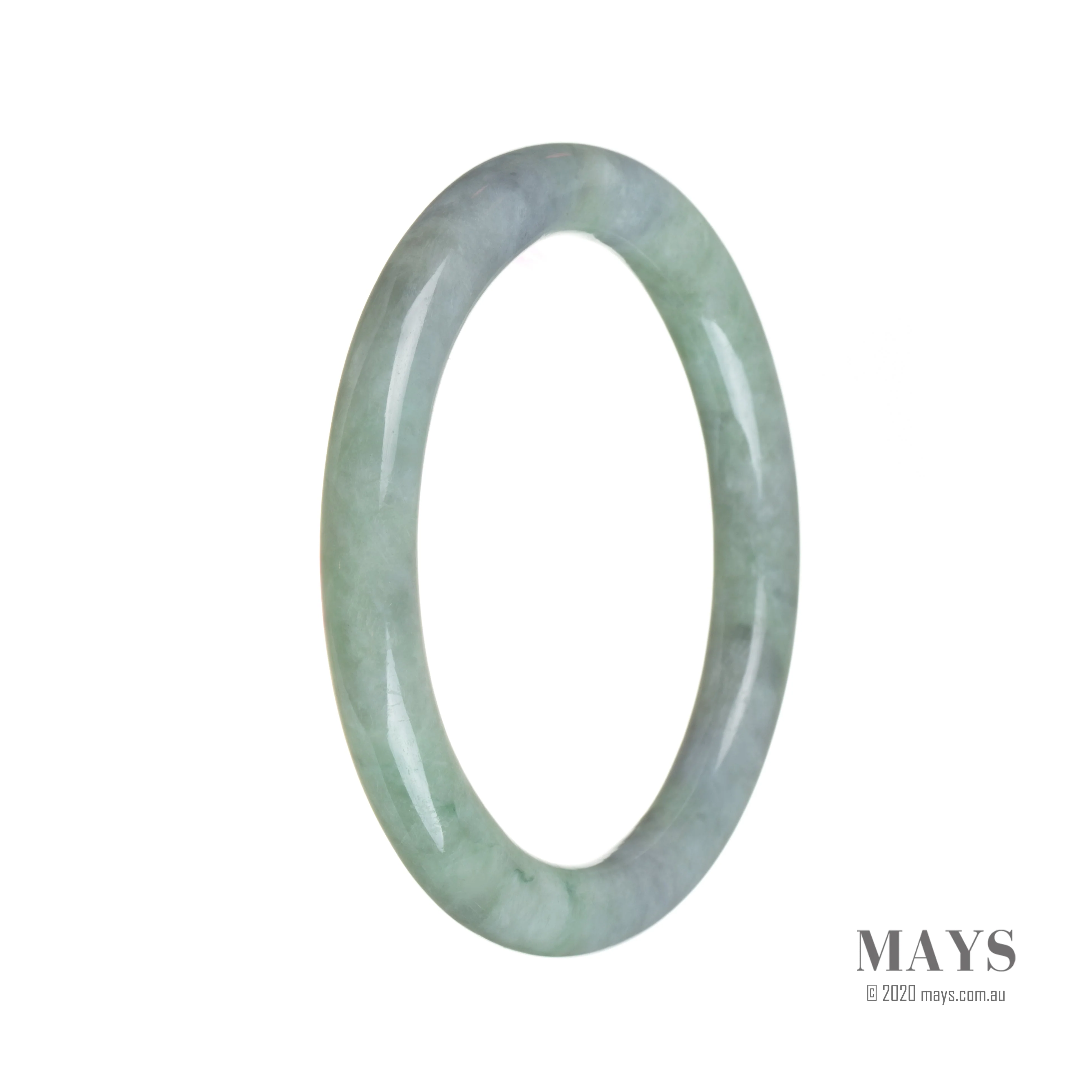 Genuine Untreated Green with lavender Jadeite Jade Bangle Bracelet - 58mm Petite Round - Image 3