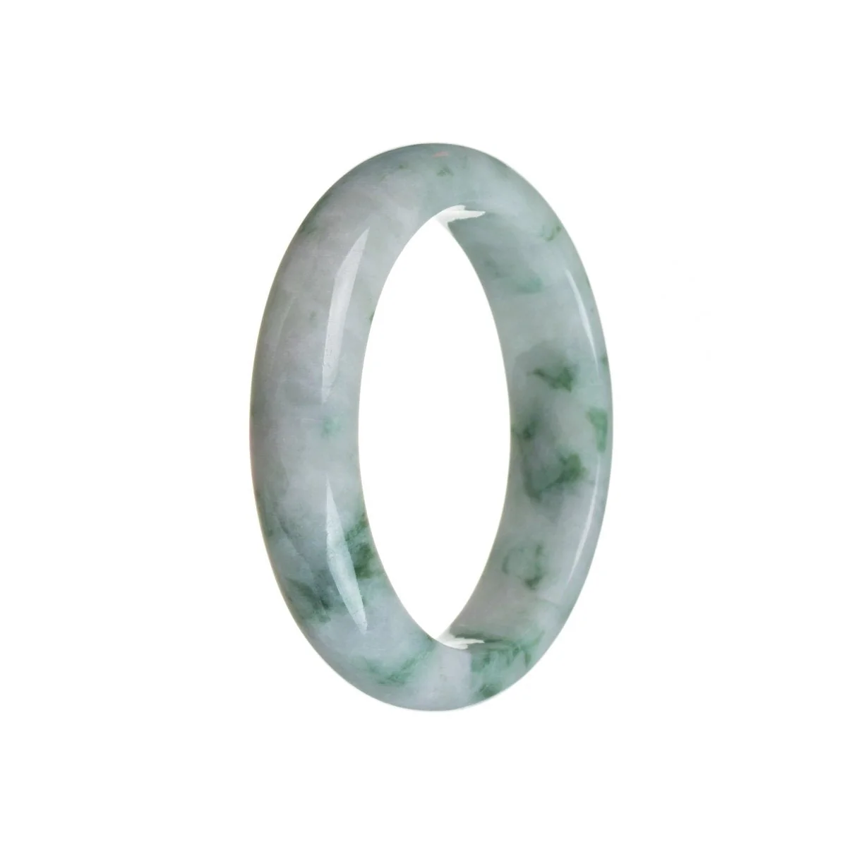 Genuine Natural Green on white Jadeite Bracelet - 51mm Half Moon