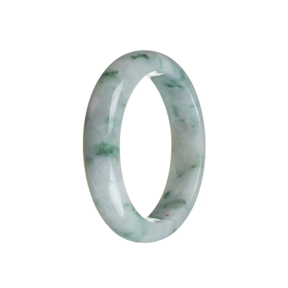 Genuine Natural Green on white Jadeite Bracelet - 51mm Half Moon - Image 2