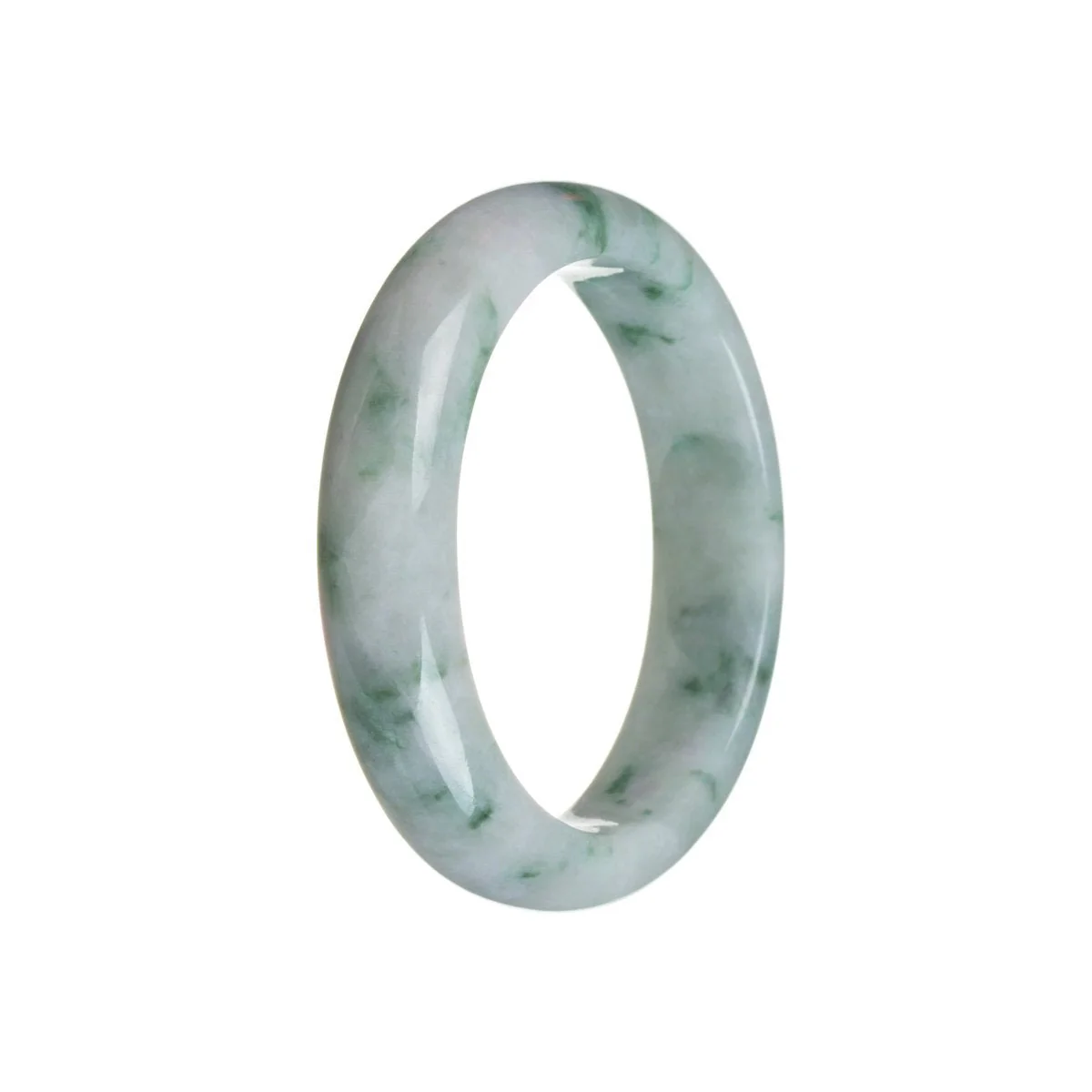 Genuine Natural Green on white Jadeite Bracelet - 51mm Half Moon - Image 3