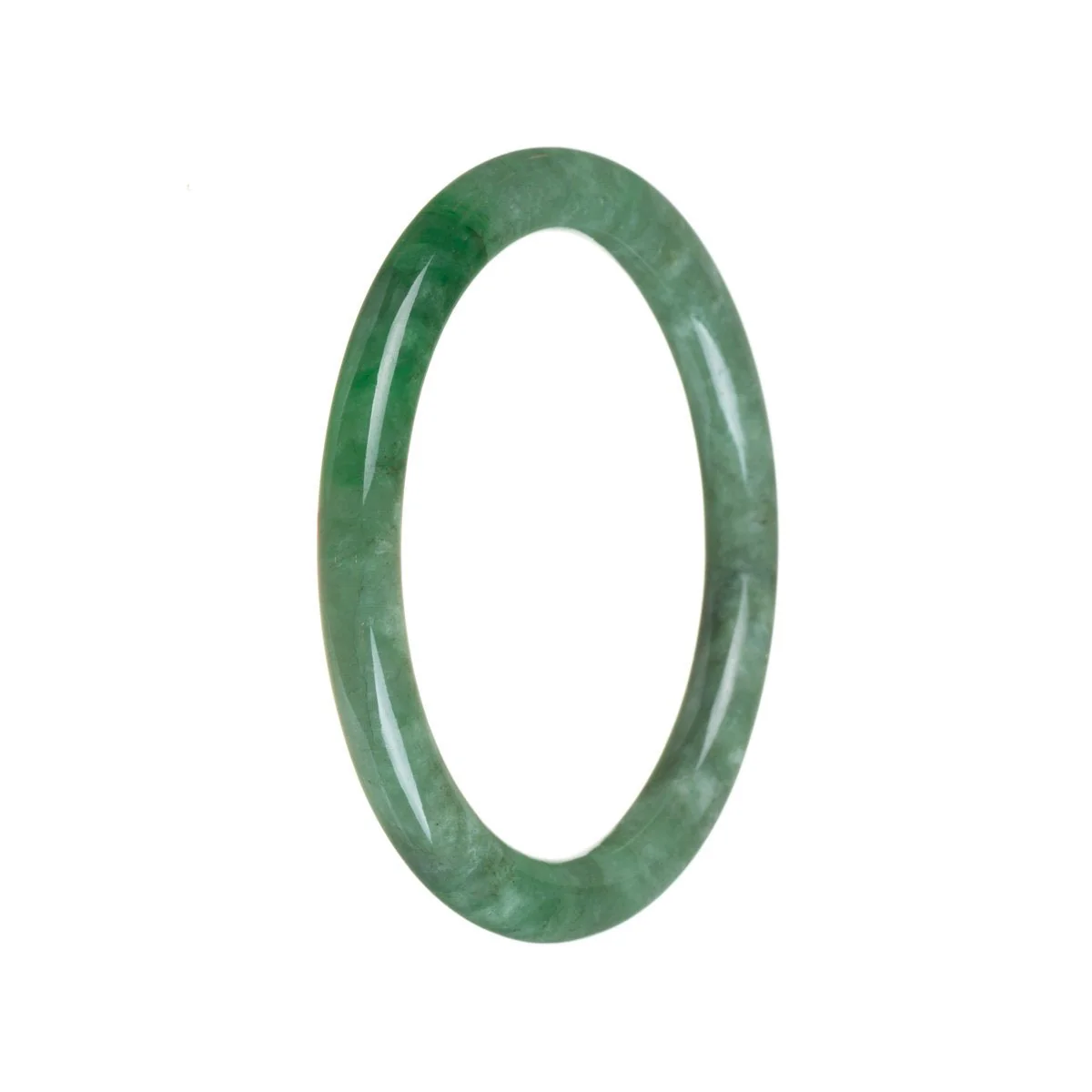 Genuine Grade A Green Jade Bracelet - 58mm Petite Round - Image 2