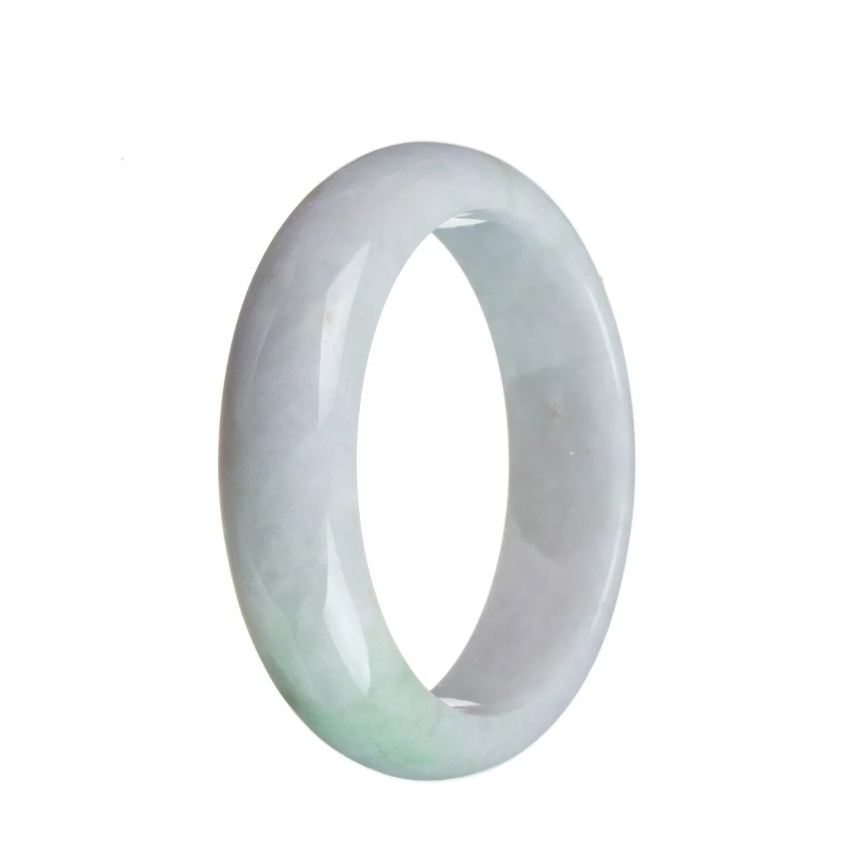 Real Untreated Lavender with small green section Jadeite Bracelet - 58mm Half Moon