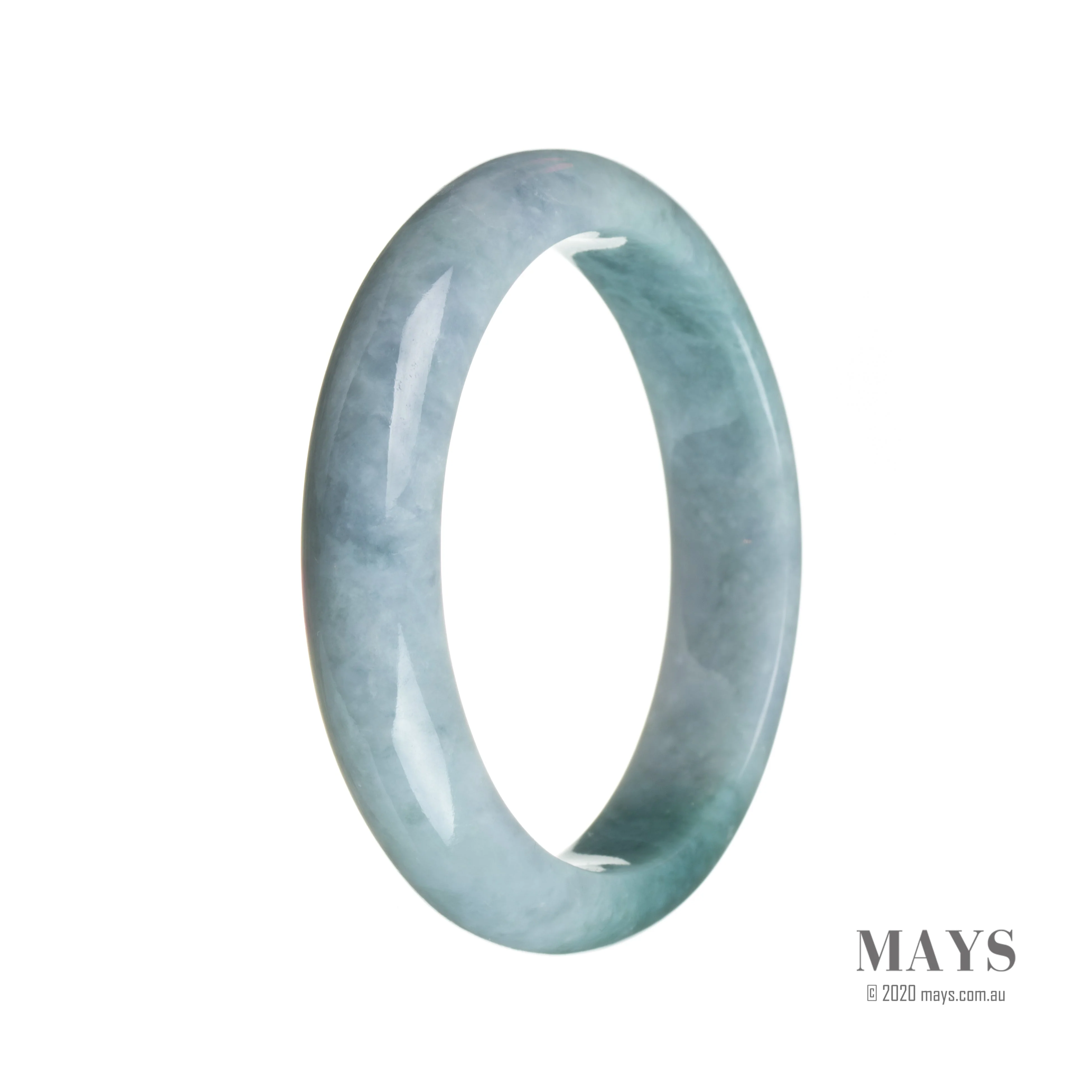 Genuine Grade A Greyish Lavender with Green Jadeite Bangle - 58mm Semi Round