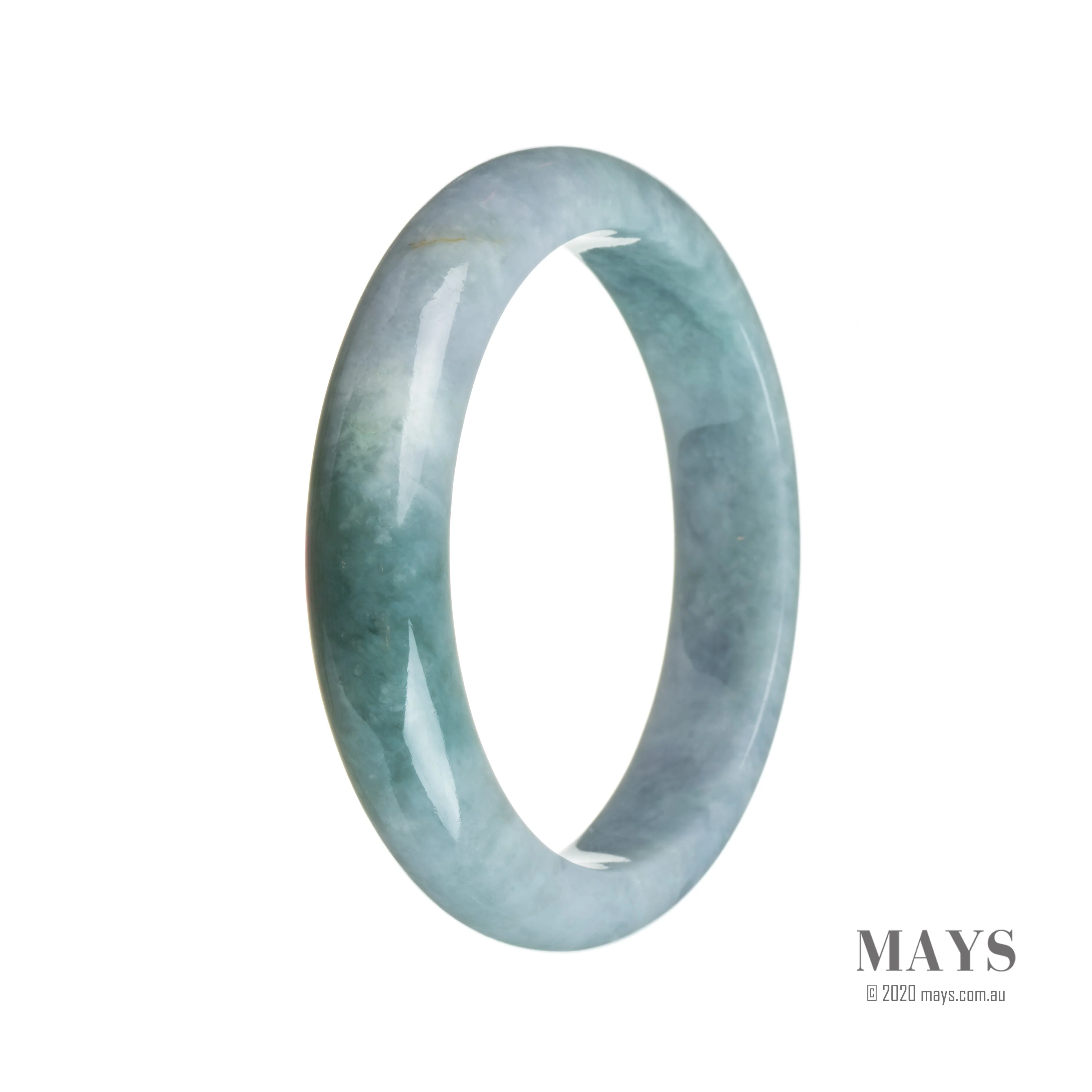 Genuine Grade A Greyish Lavender with Green Jadeite Bangle - 58mm Semi Round - Image 2