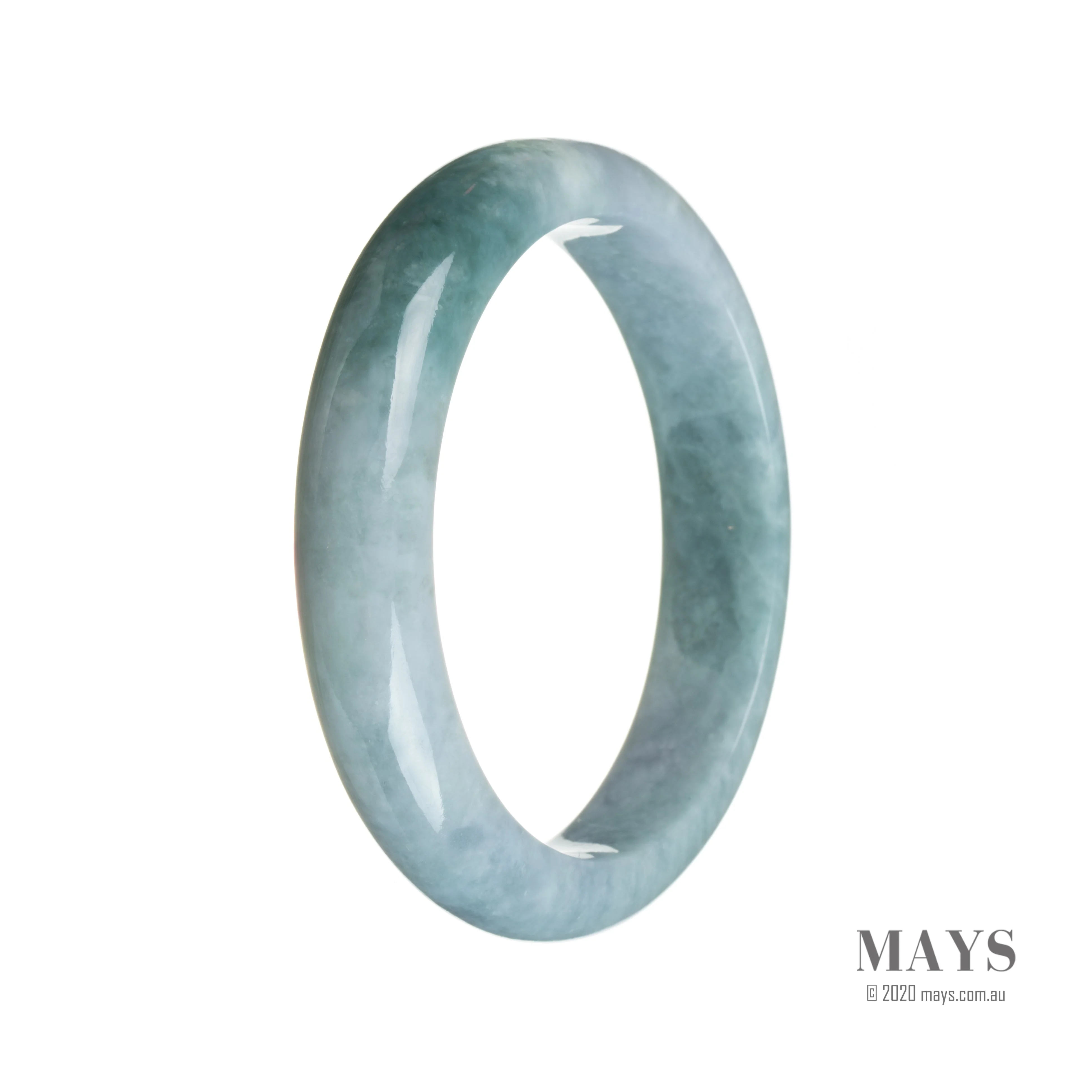 Genuine Grade A Greyish Lavender with Green Jadeite Bangle - 58mm Semi Round - Image 3